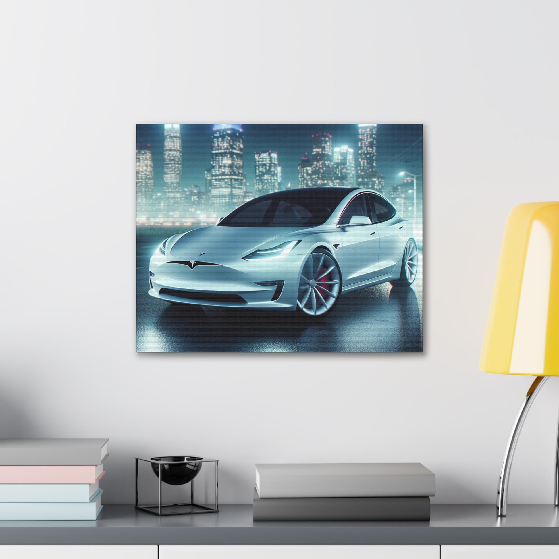 White Tesla Canvas Canvas Printify 20″ x 16″ (Horizontal) 0.75'' 