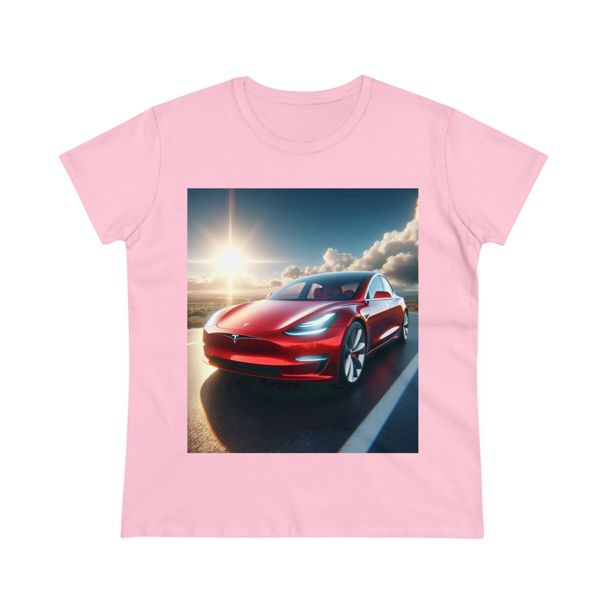 Red Tesla T-Shirt T-Shirt Printify Light Pink S 