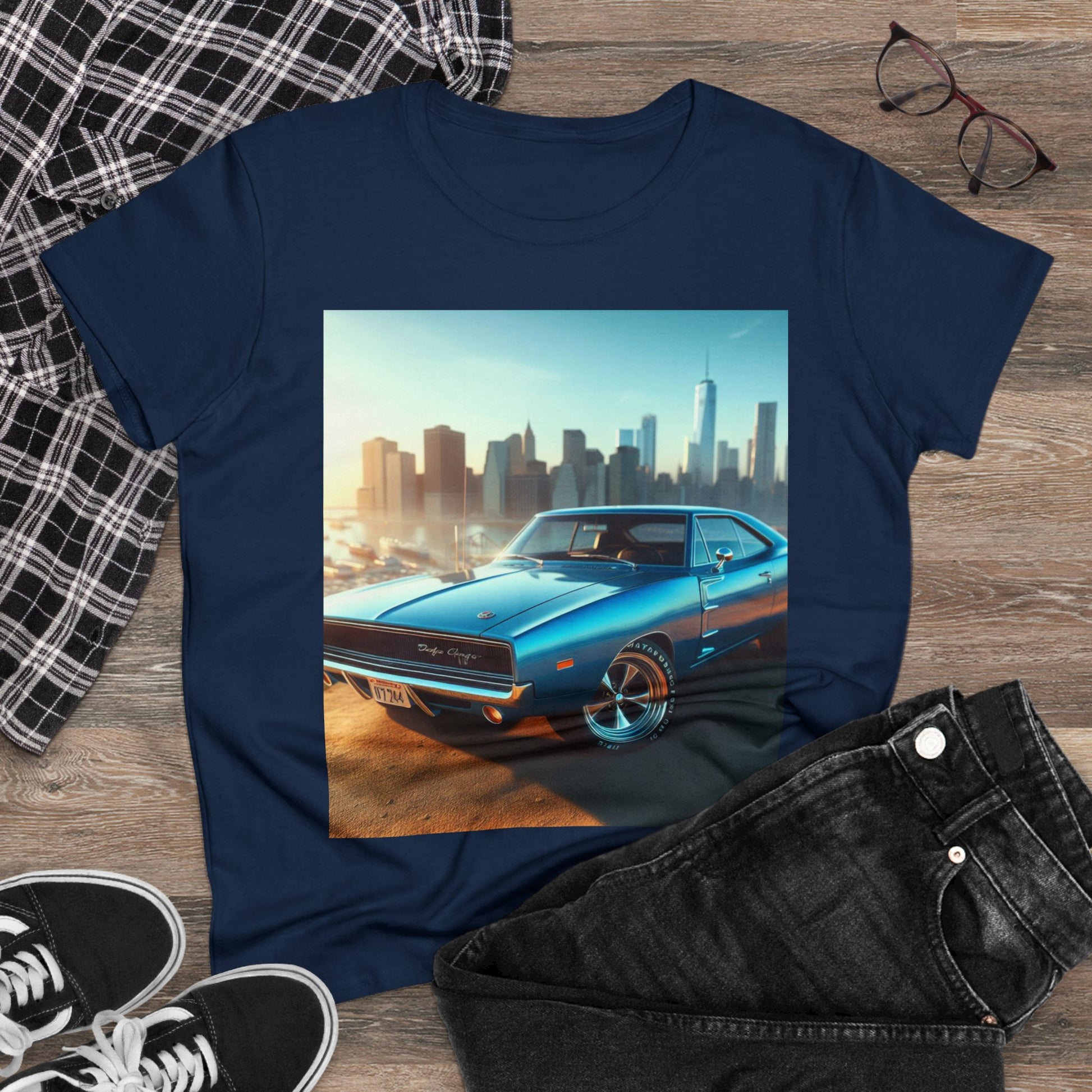 1970 Blue Dodge Charger T-Shirt T-Shirt Printify   