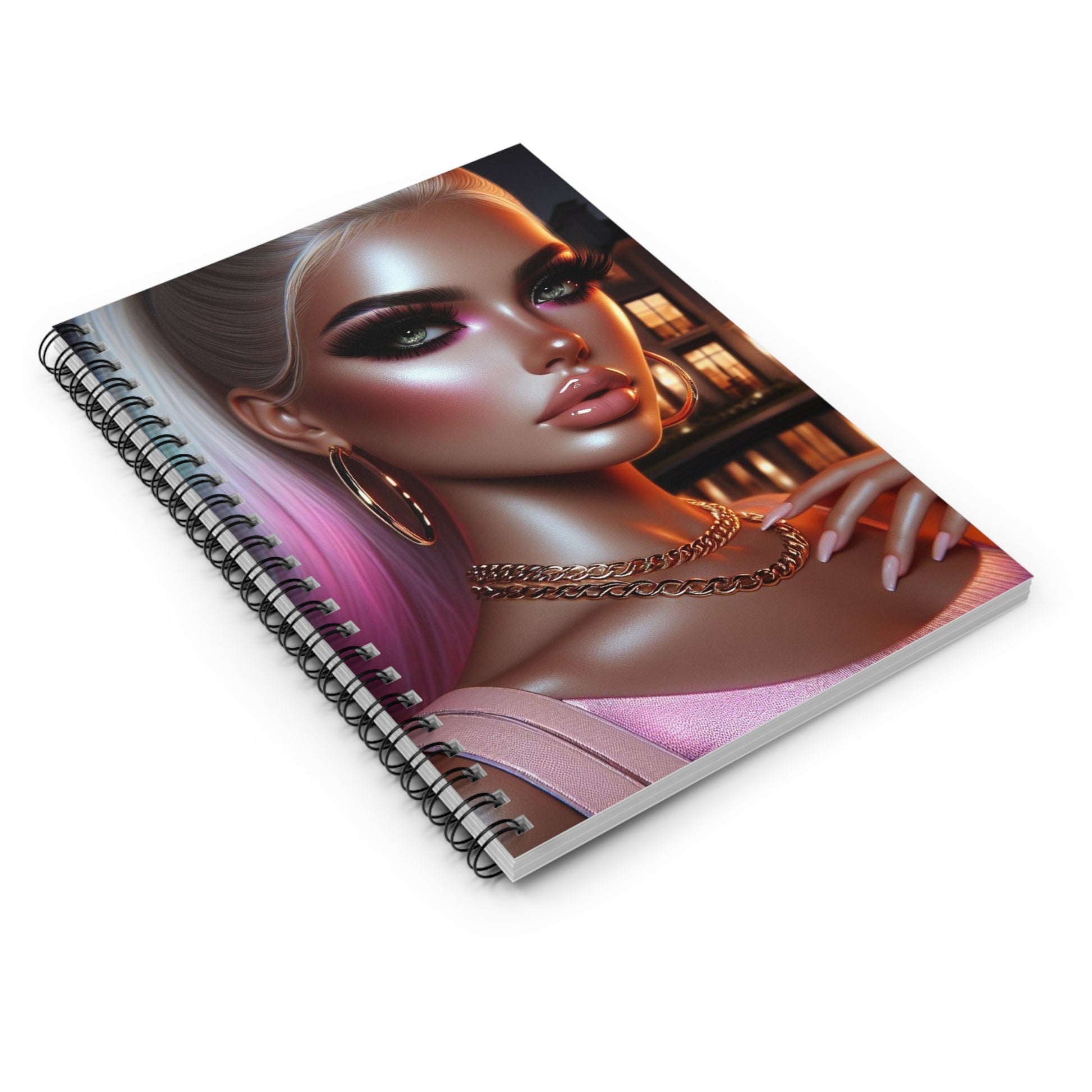 Pink at Night Spiral Notebook Paper products Printify   