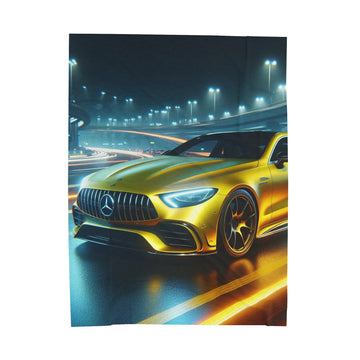 Yellow Mercedes Plush Blanket All Over Prints Printify 60" × 80"  