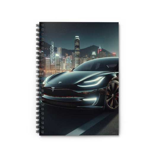 Black Tesla Spiral Notebook Paper products Printify One Size  