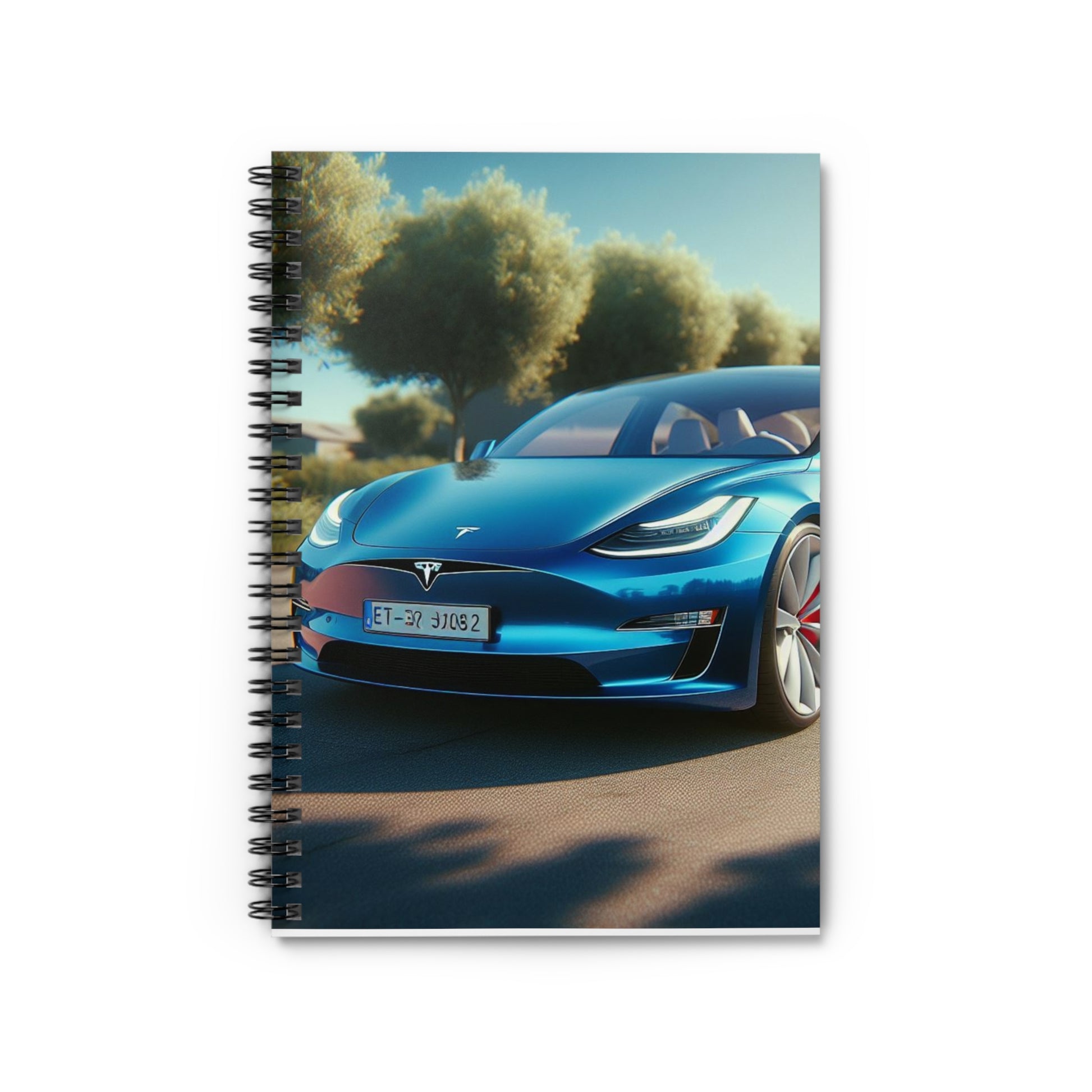 Blue Tesla Spiral Notebook Paper products Printify One Size  