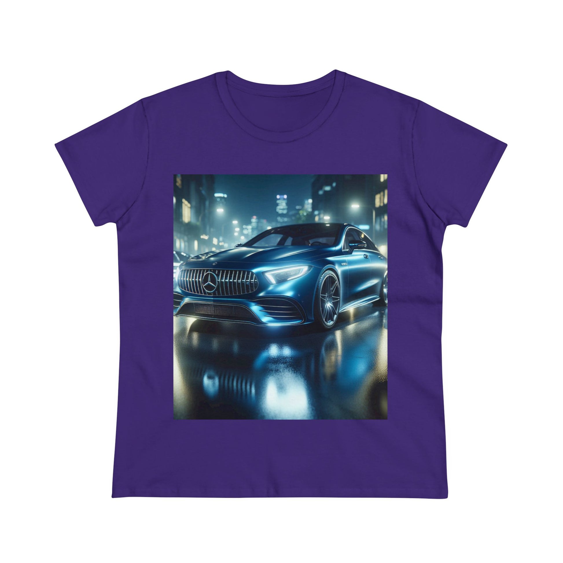 Blue Mercedes T-Shirt T-Shirt Printify Purple S 