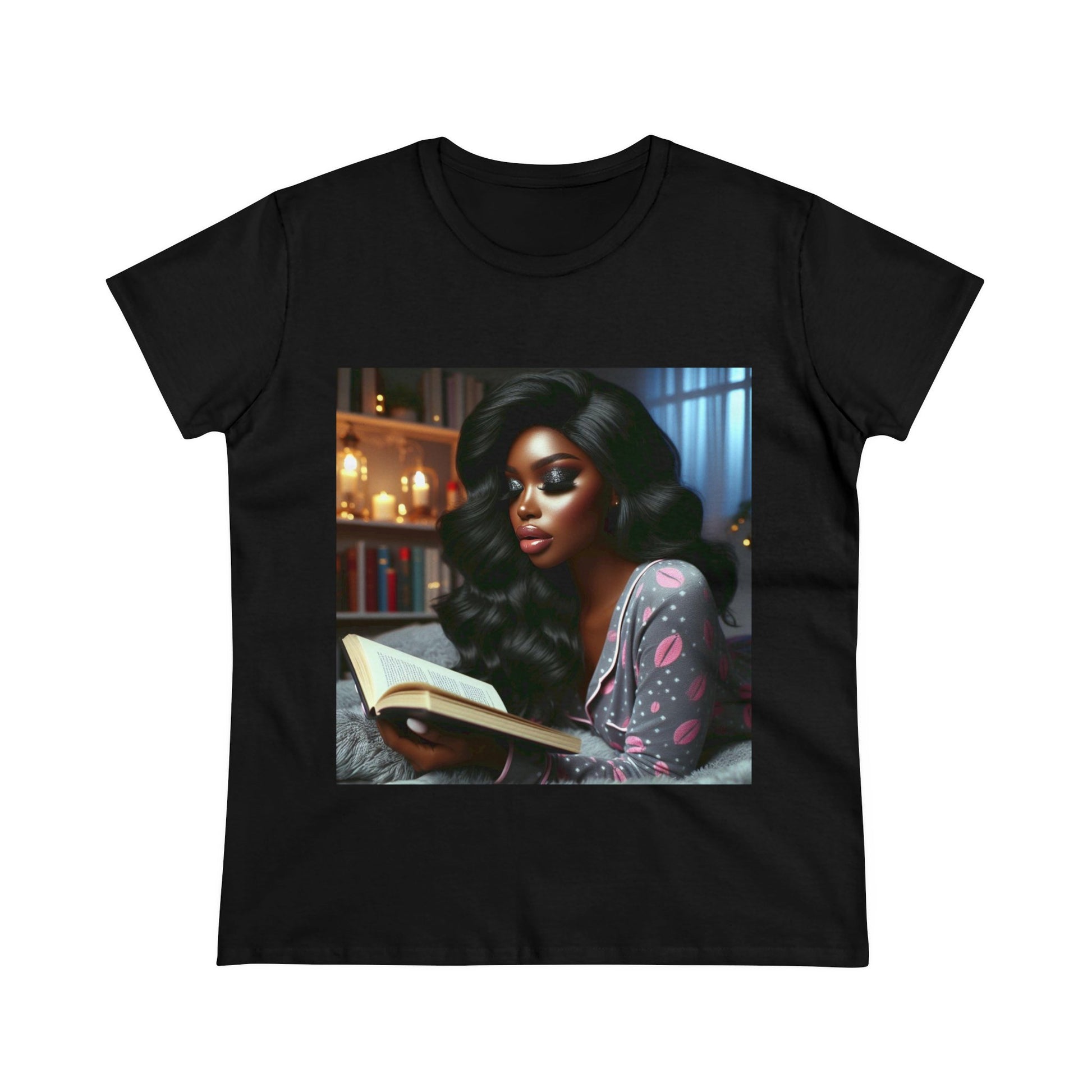 Late Night Book T-Shirt T-Shirt Printify Black S 