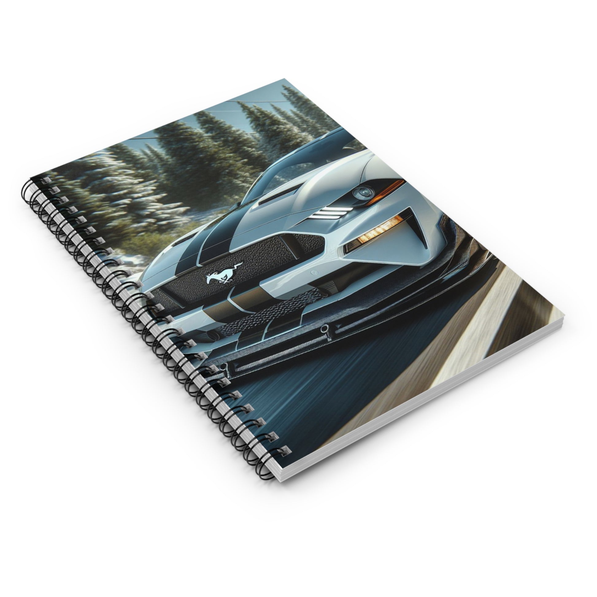 White Mustang Spiral Notebook Paper products Printify   