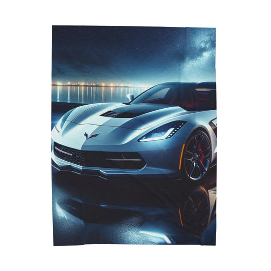 White Corvette Plush Blanket Blanket Printify 60" × 80"  