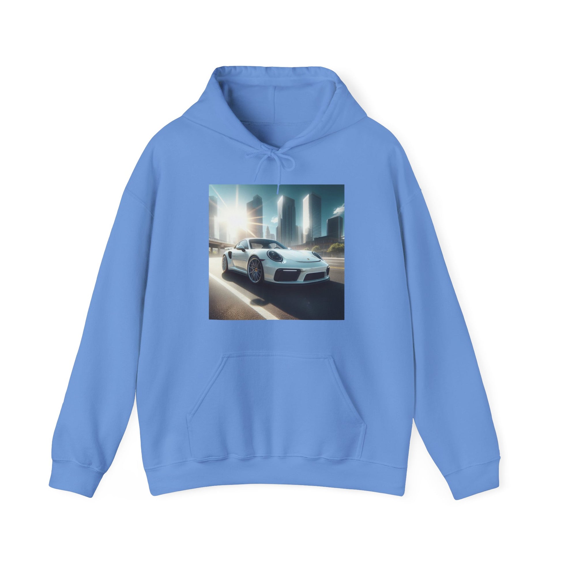 White Porsche Hoodie Hoodie Printify Carolina Blue S 