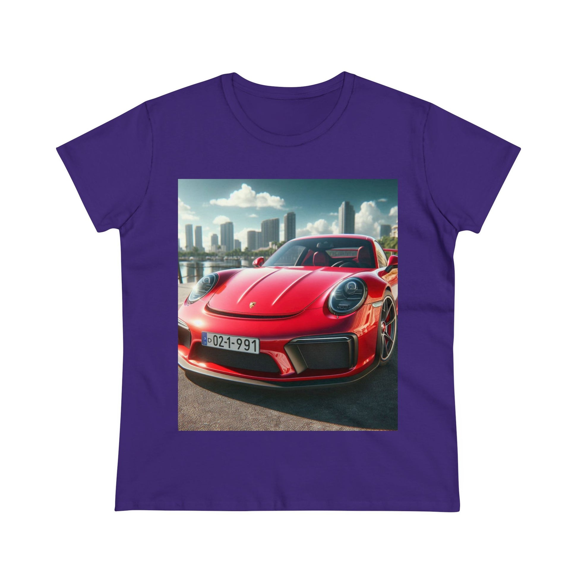 Red Porsche T-Shirt T-Shirt Printify Purple S 