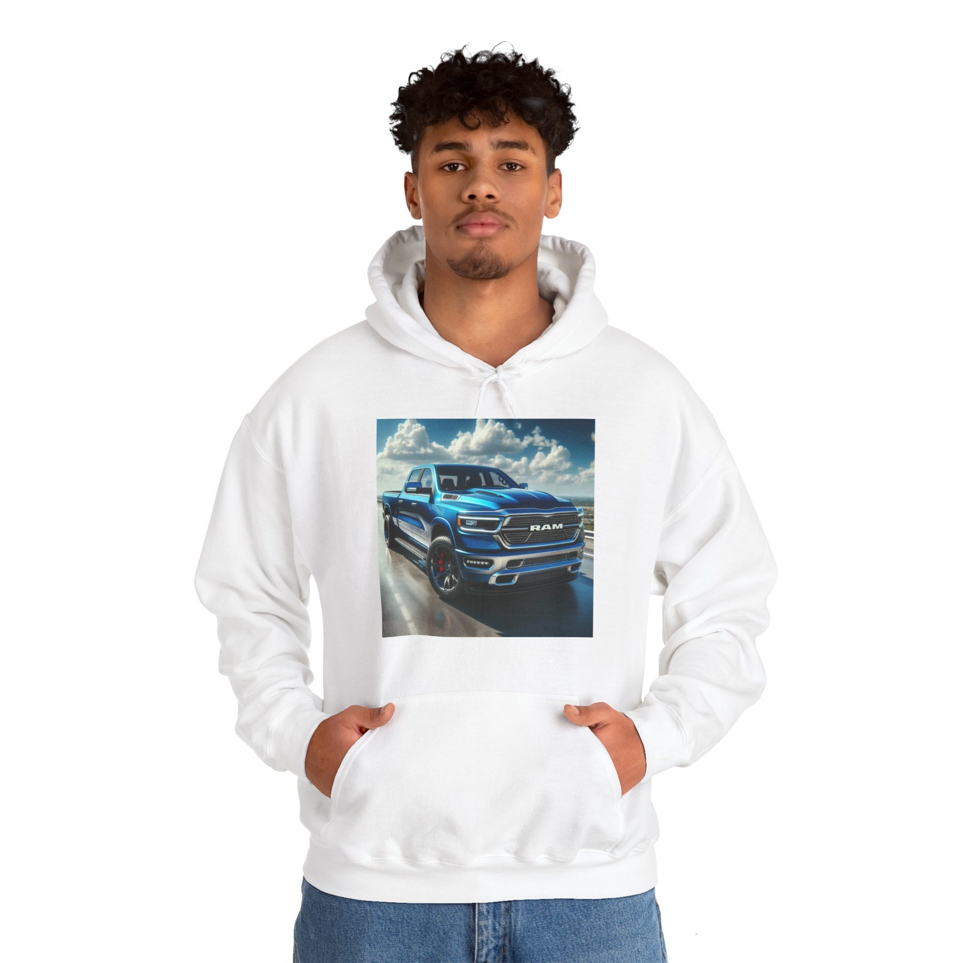 Blue Dodge Ram Hoodie Hoodie Printify   