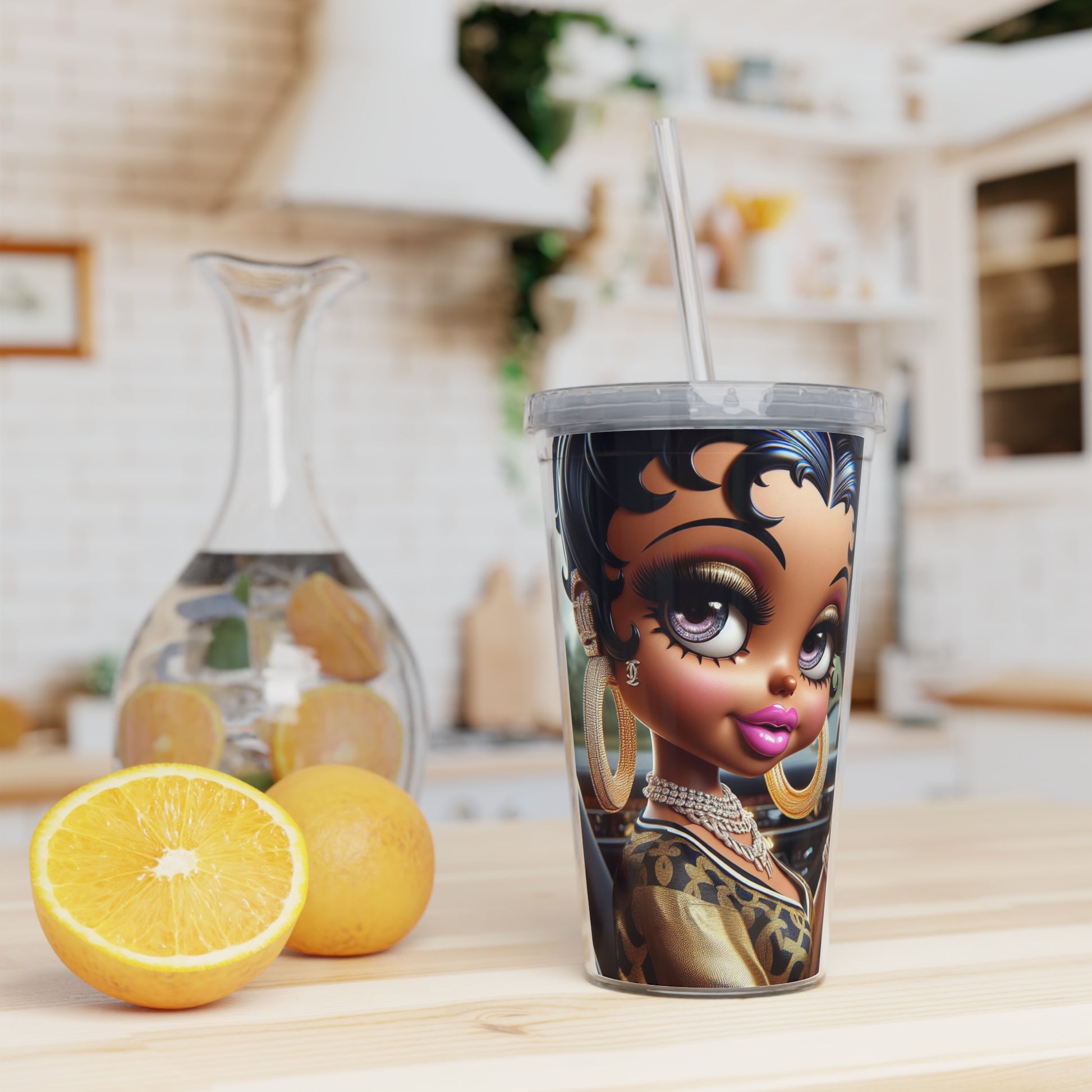 Betty Beauty Tumbler with Straw Mug Printify   