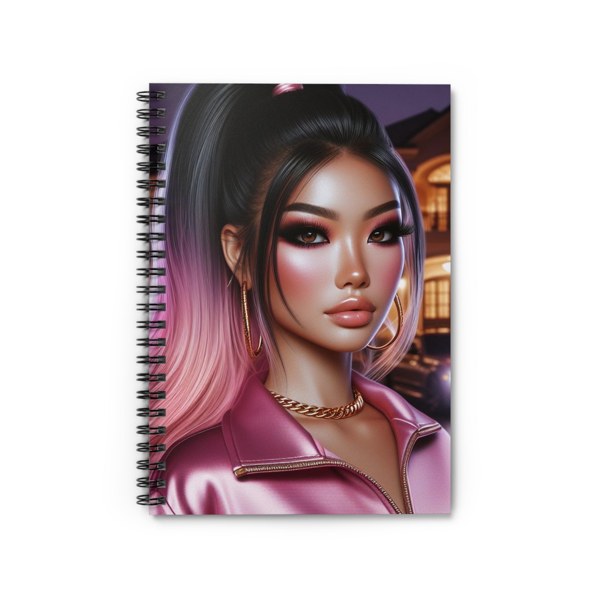 Pink at Night Spiral Notebook Paper products Printify One Size  