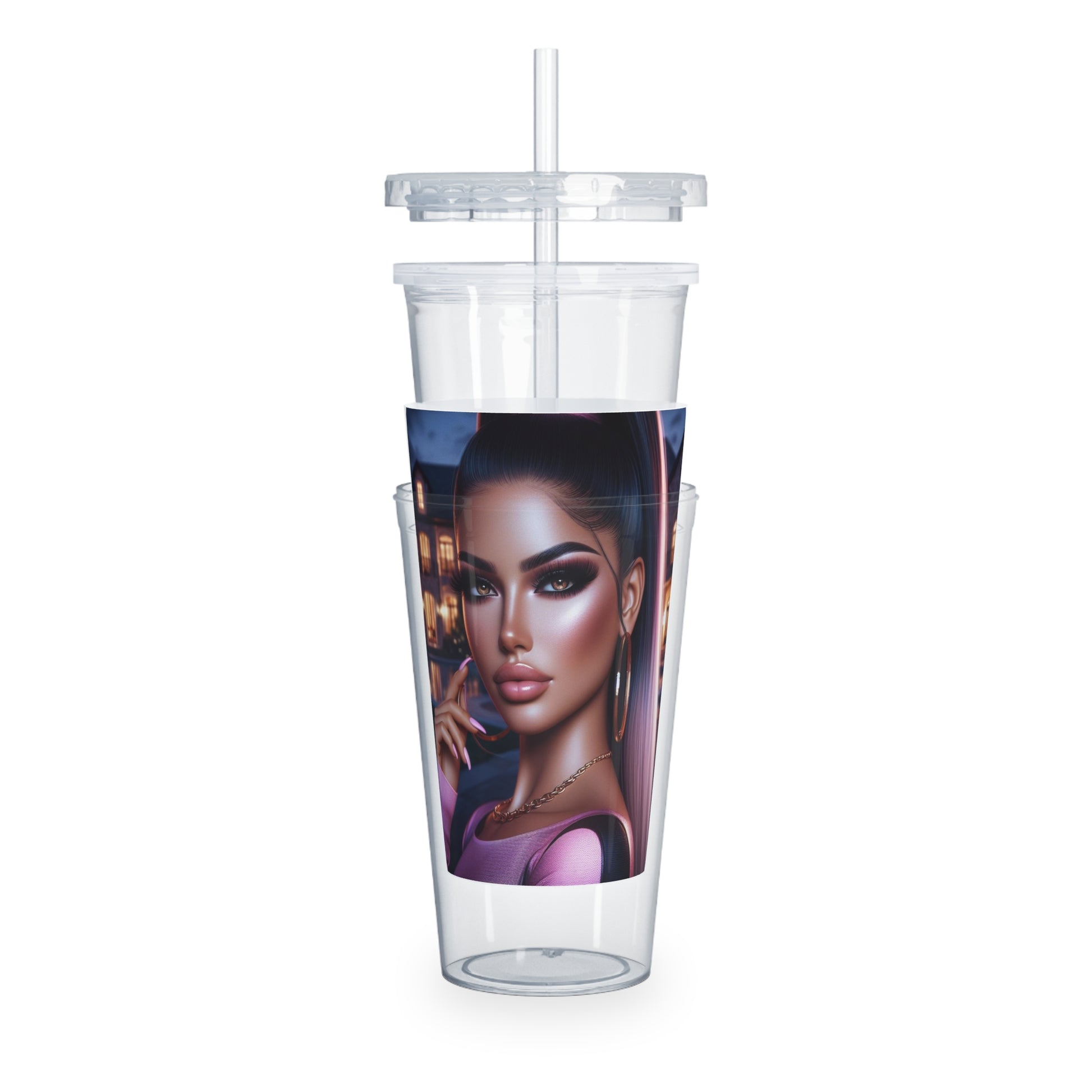 Pink at Night Tumbler with Straw Mug Printify   