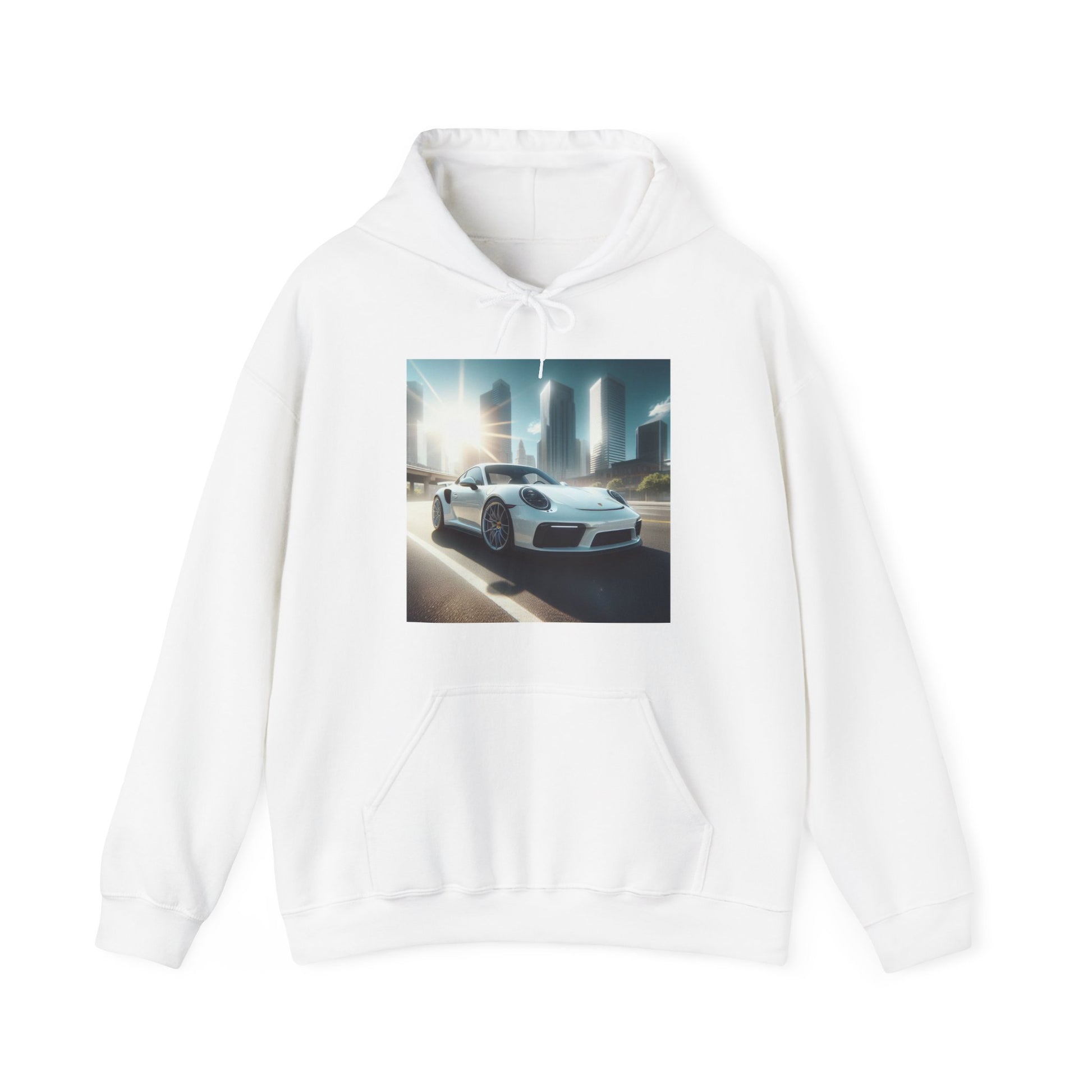 White Porsche Hoodie Hoodie Printify White S 