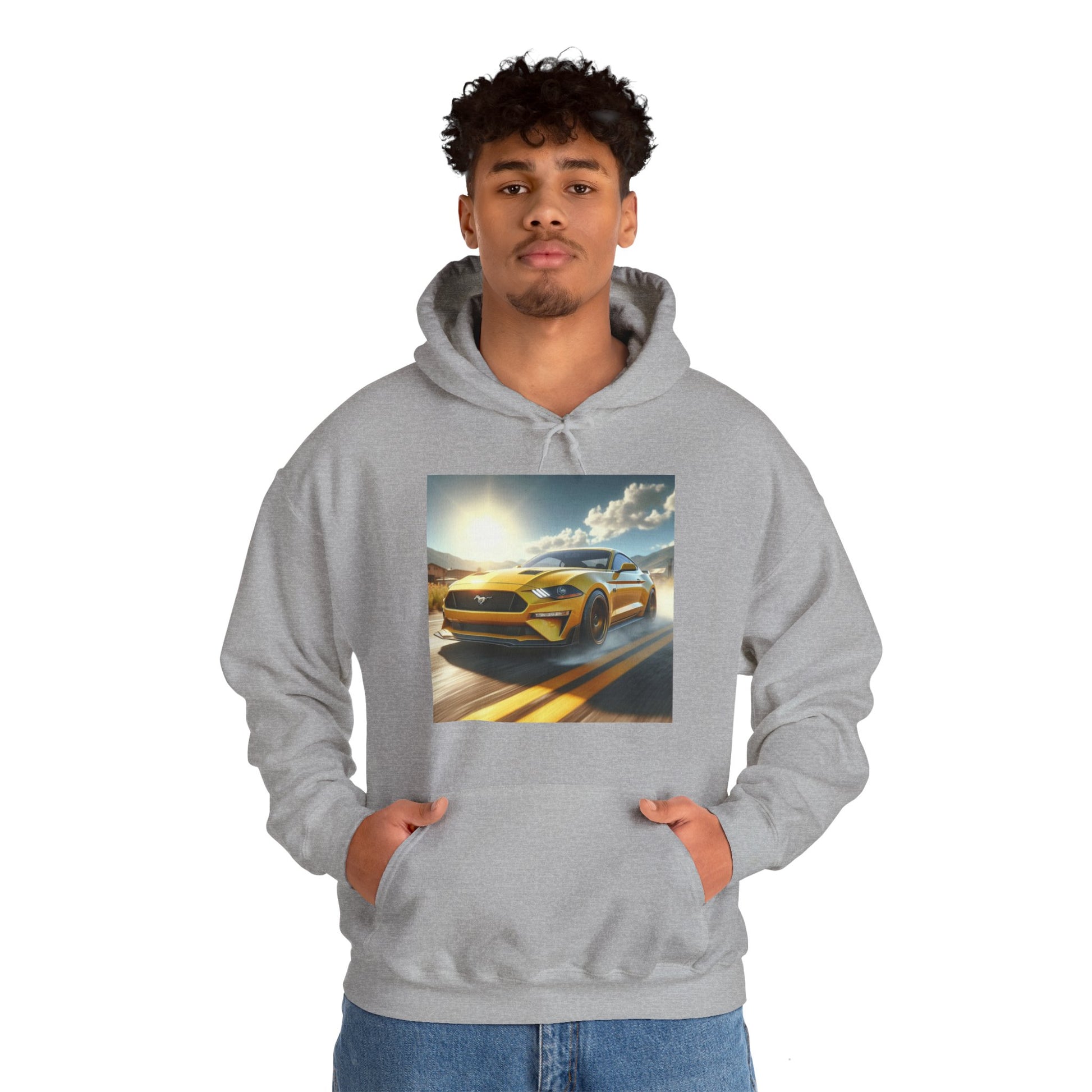 Yellow Mustang Hoodie Hoodie Printify   