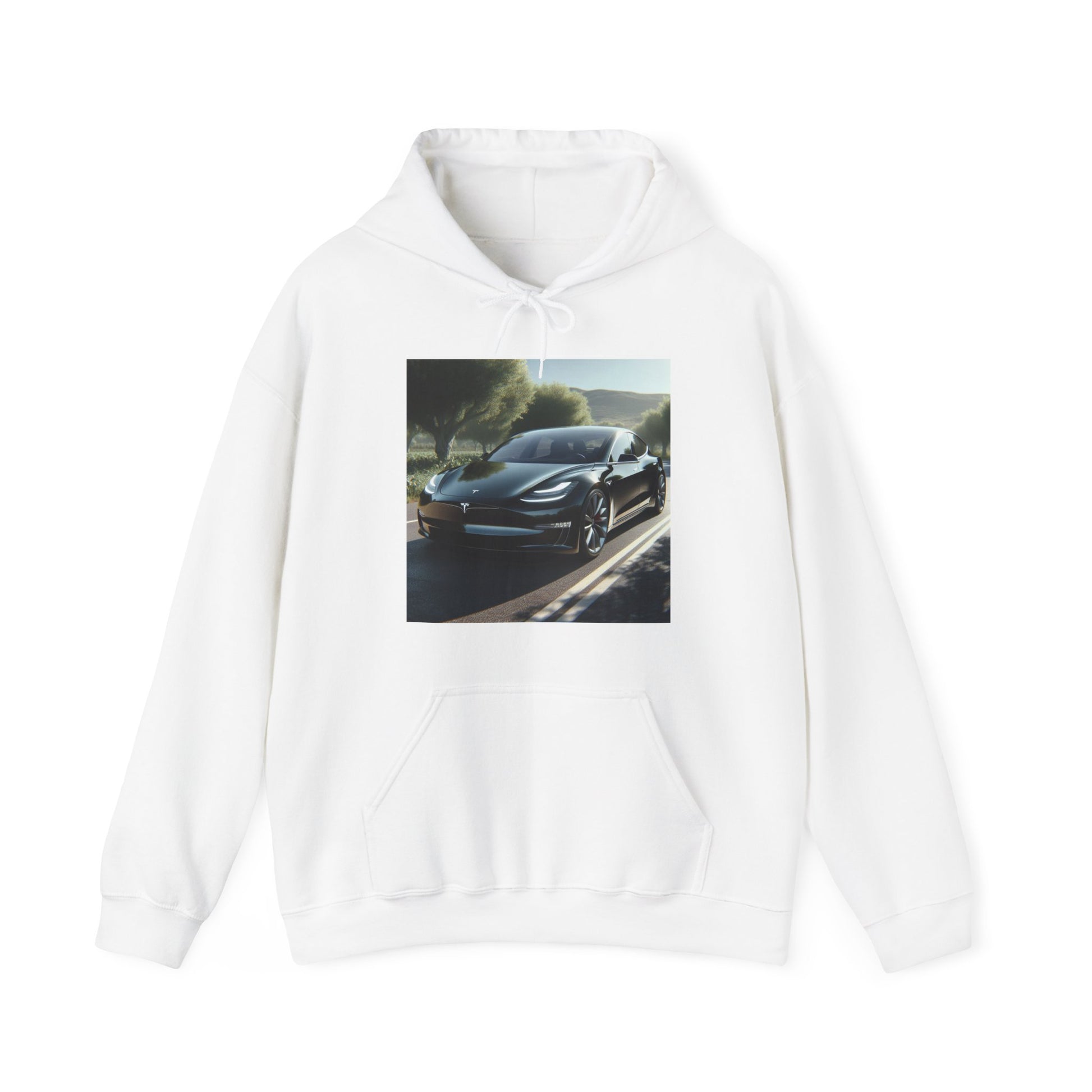 Black Tesla Hoodie Hoodie Printify White S 