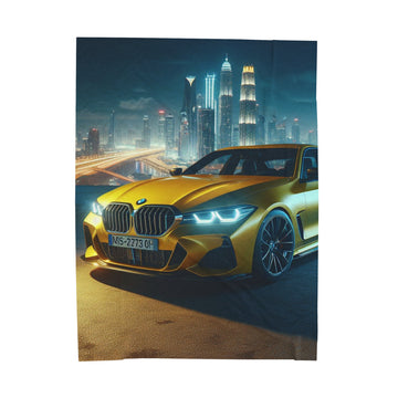 Yellow BMW Plush Blanket All Over Prints Printify 60" × 80"  