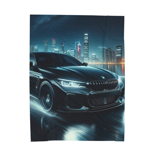 Black BMW Plush Blanket All Over Prints Printify 60" × 80"  