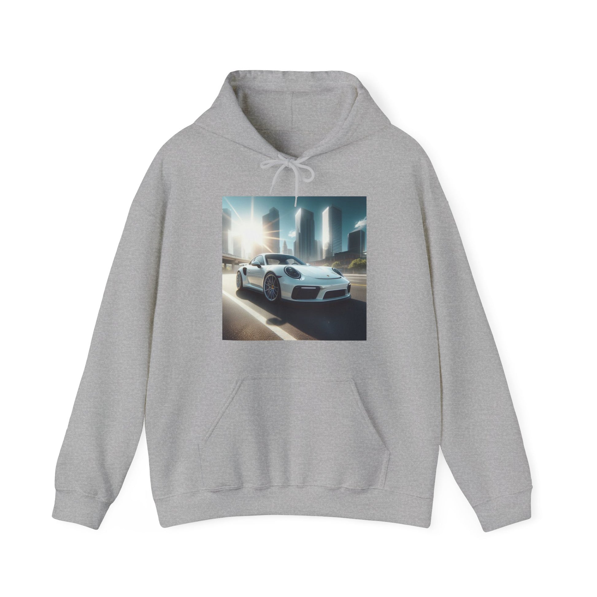 White Porsche Hoodie Hoodie Printify Sport Grey S 