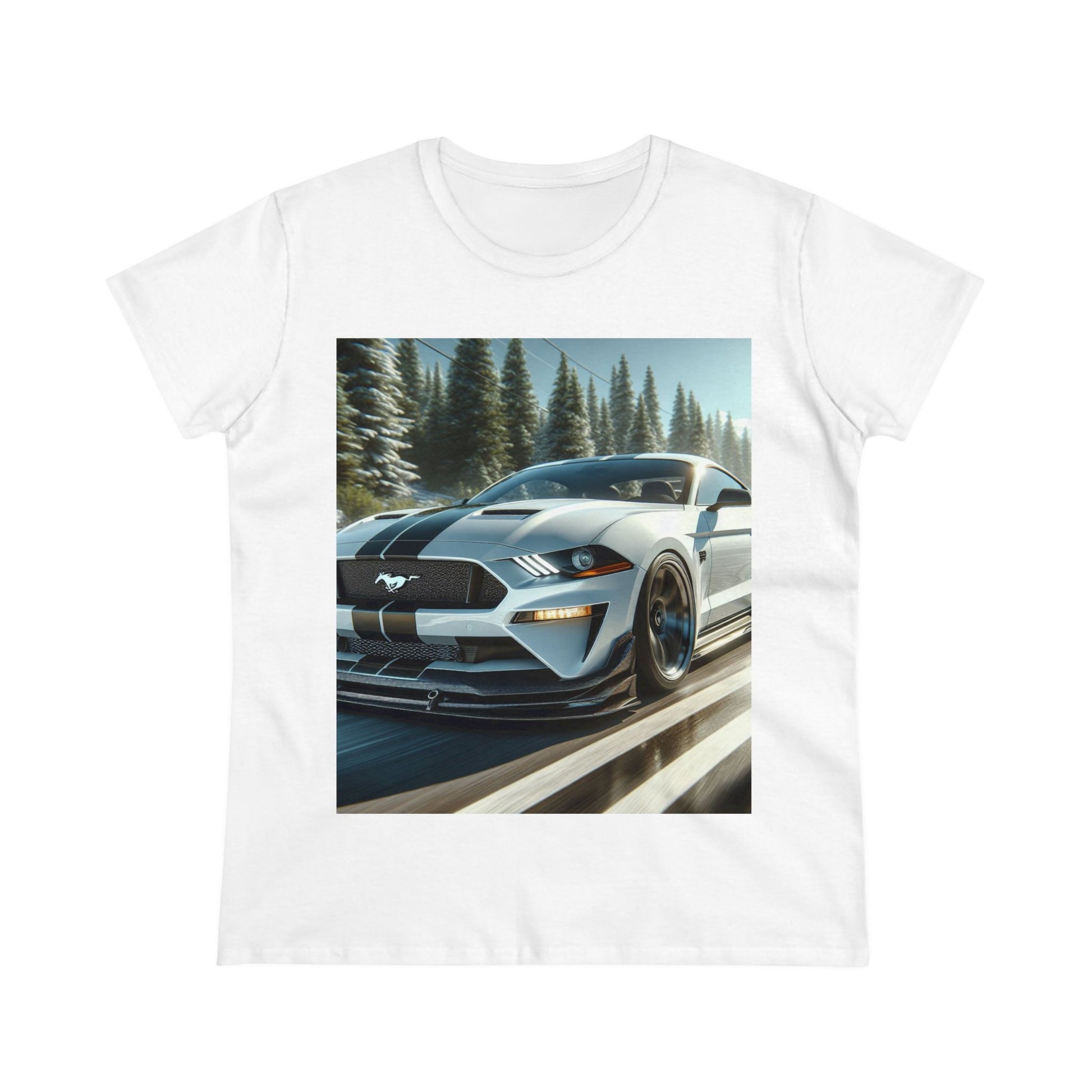 White Mustang T-Shirt T-Shirt Printify White S 