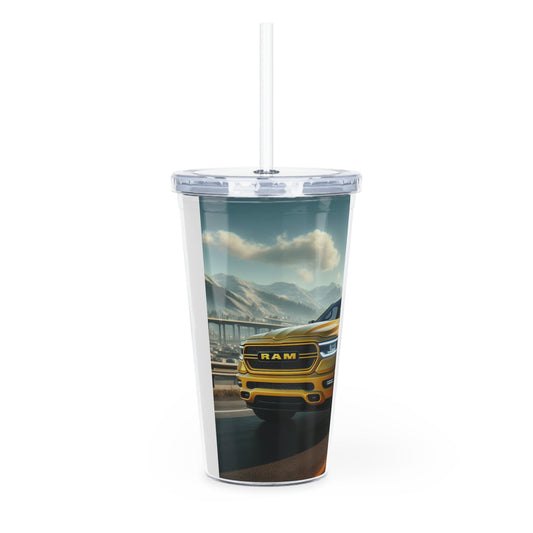 Yellow Dodge Ram Tumbler with Straw Mug Printify   