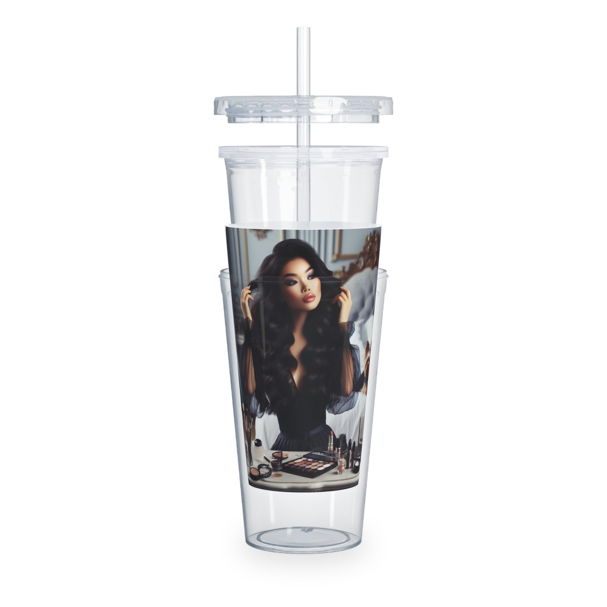 Make Up Time Tumbler with Straw Mug Printify   