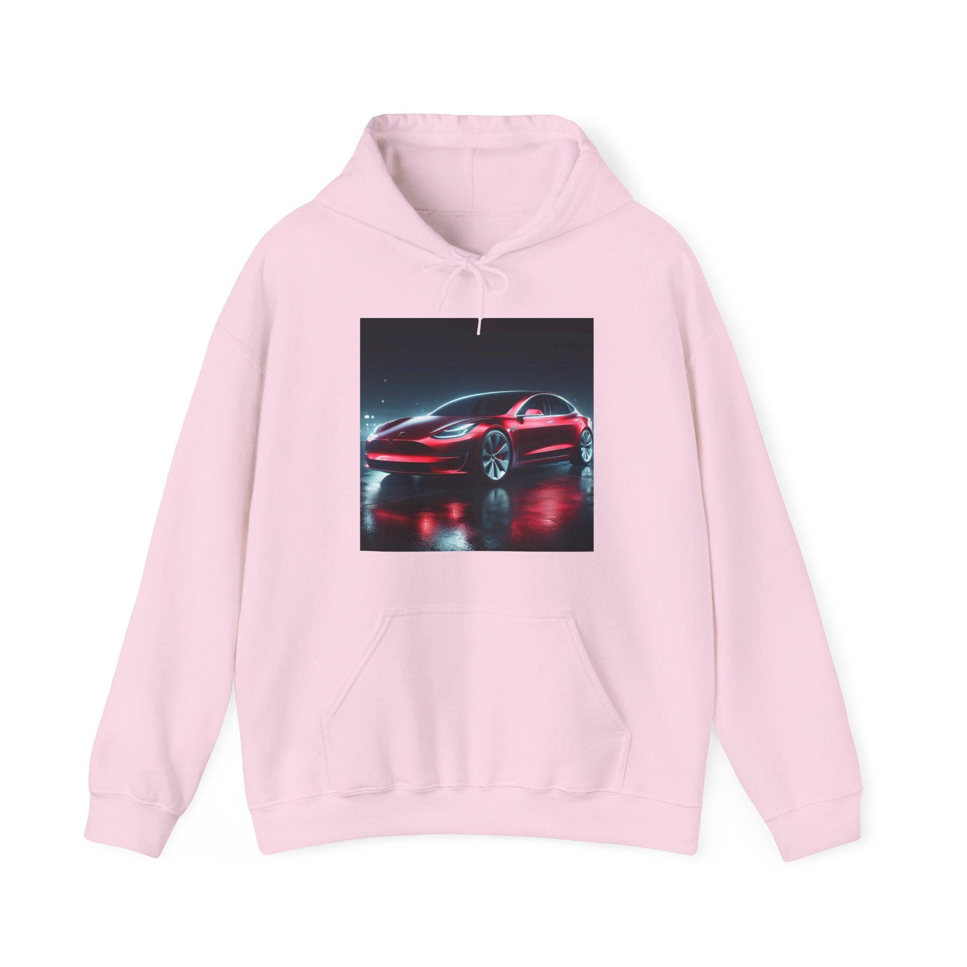 Red Tesla Hoodie Hoodie Printify Light Pink S 