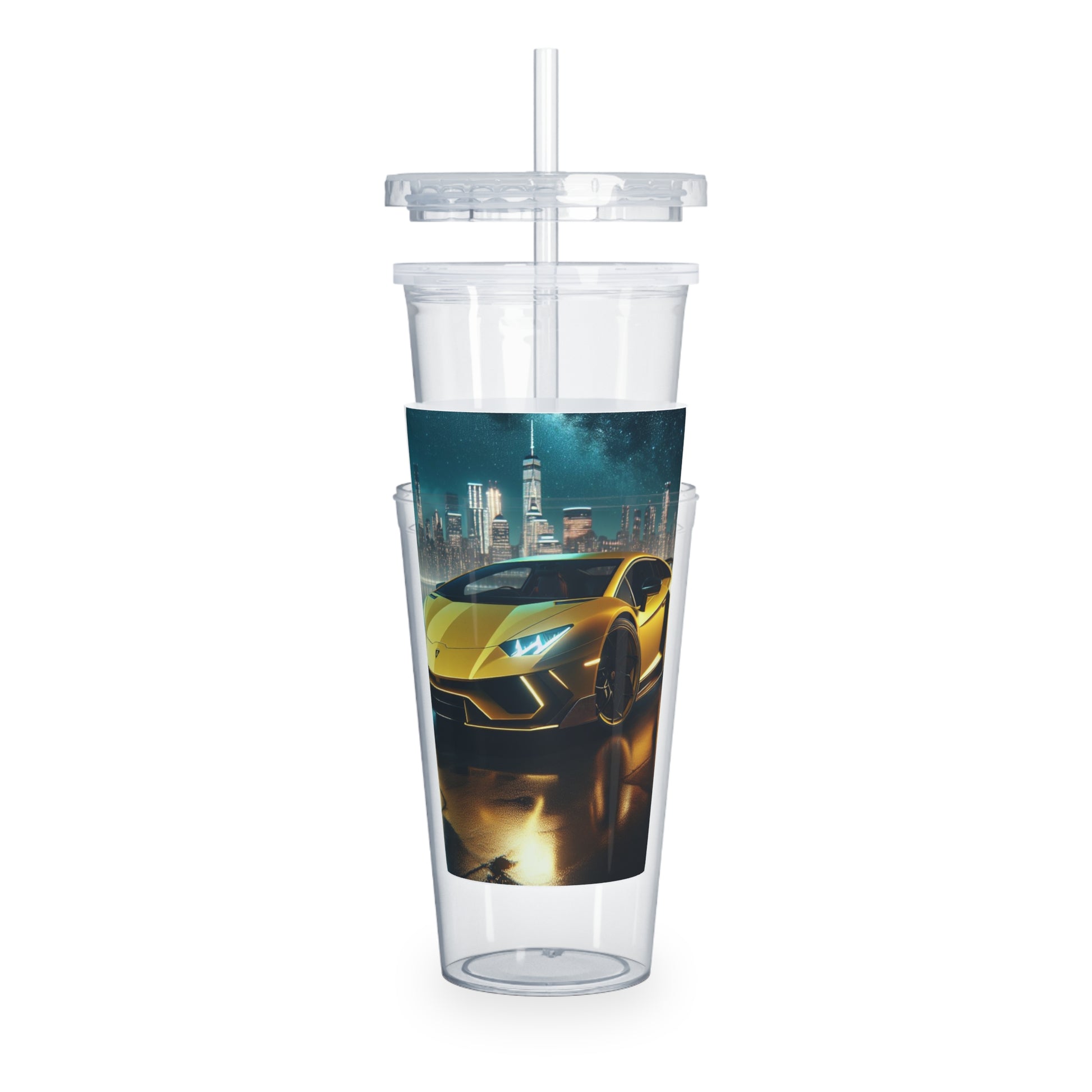 Yellow Lamborghini Tumbler with Straw Mug Printify   