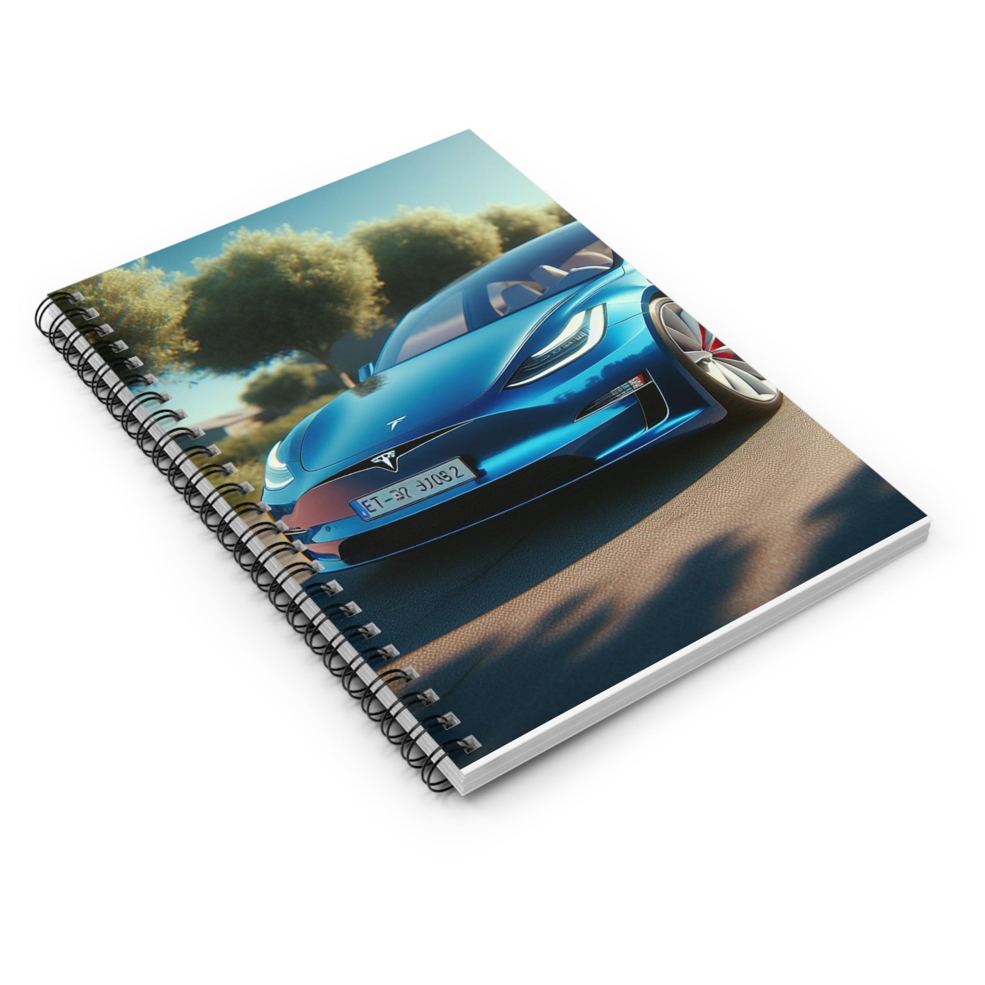 Blue Tesla Spiral Notebook Paper products Printify   