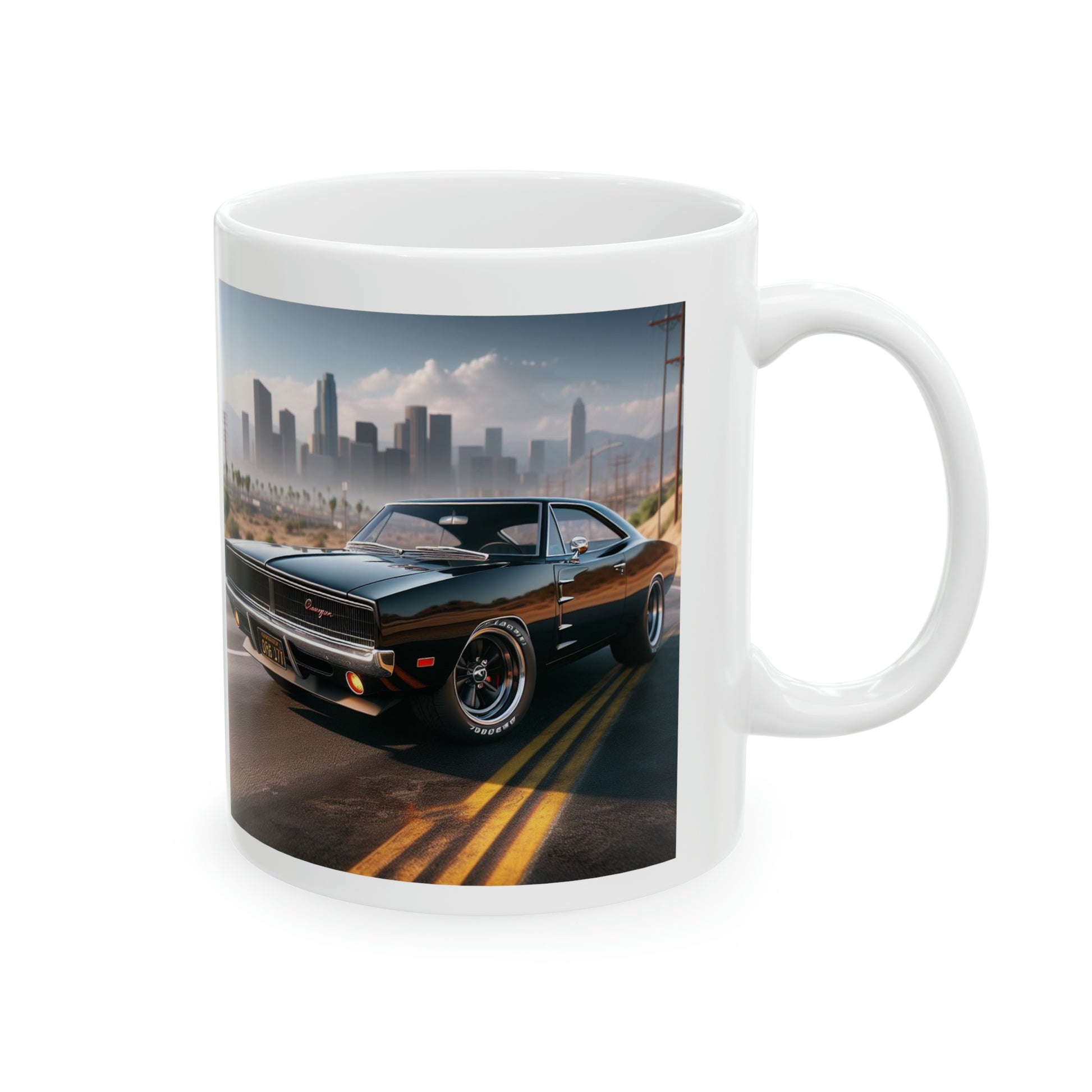 1970 Black Dodge Charger Mug Mug Printify   