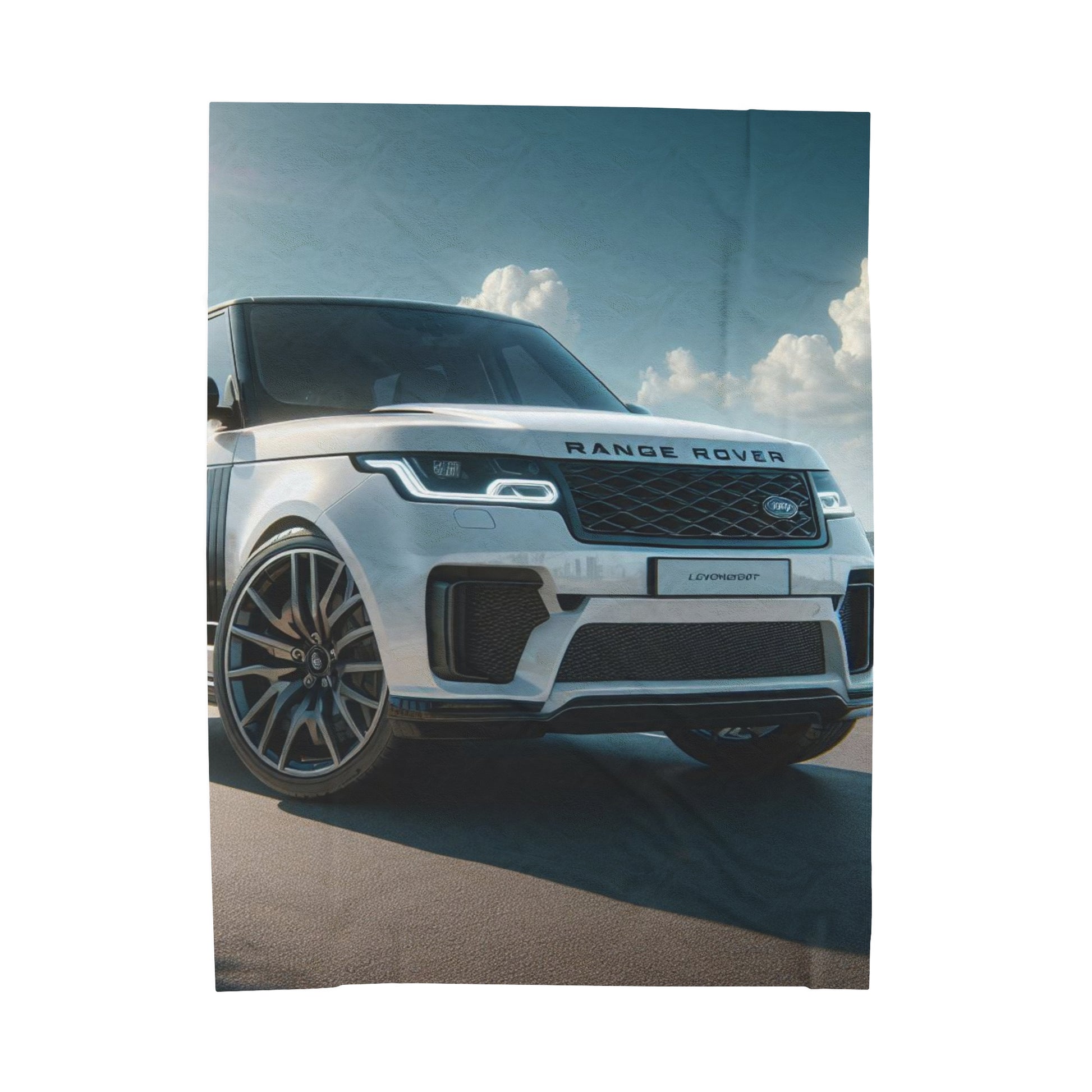 White Range Rover Plush Blanket All Over Prints Printify 60" × 80"  