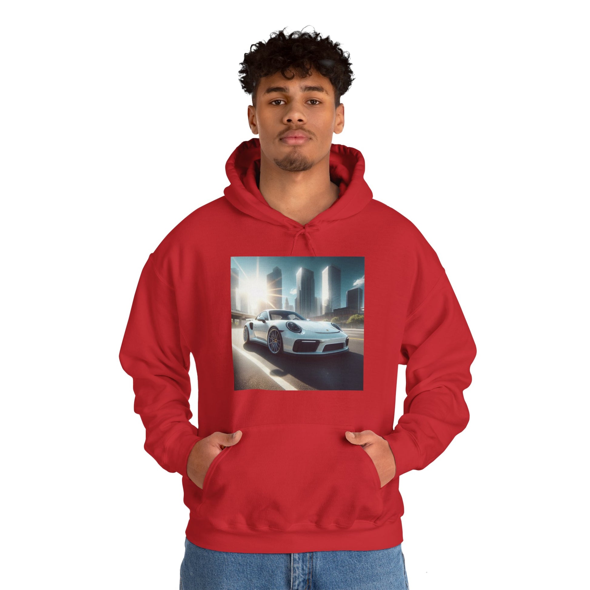 White Porsche Hoodie Hoodie Printify   