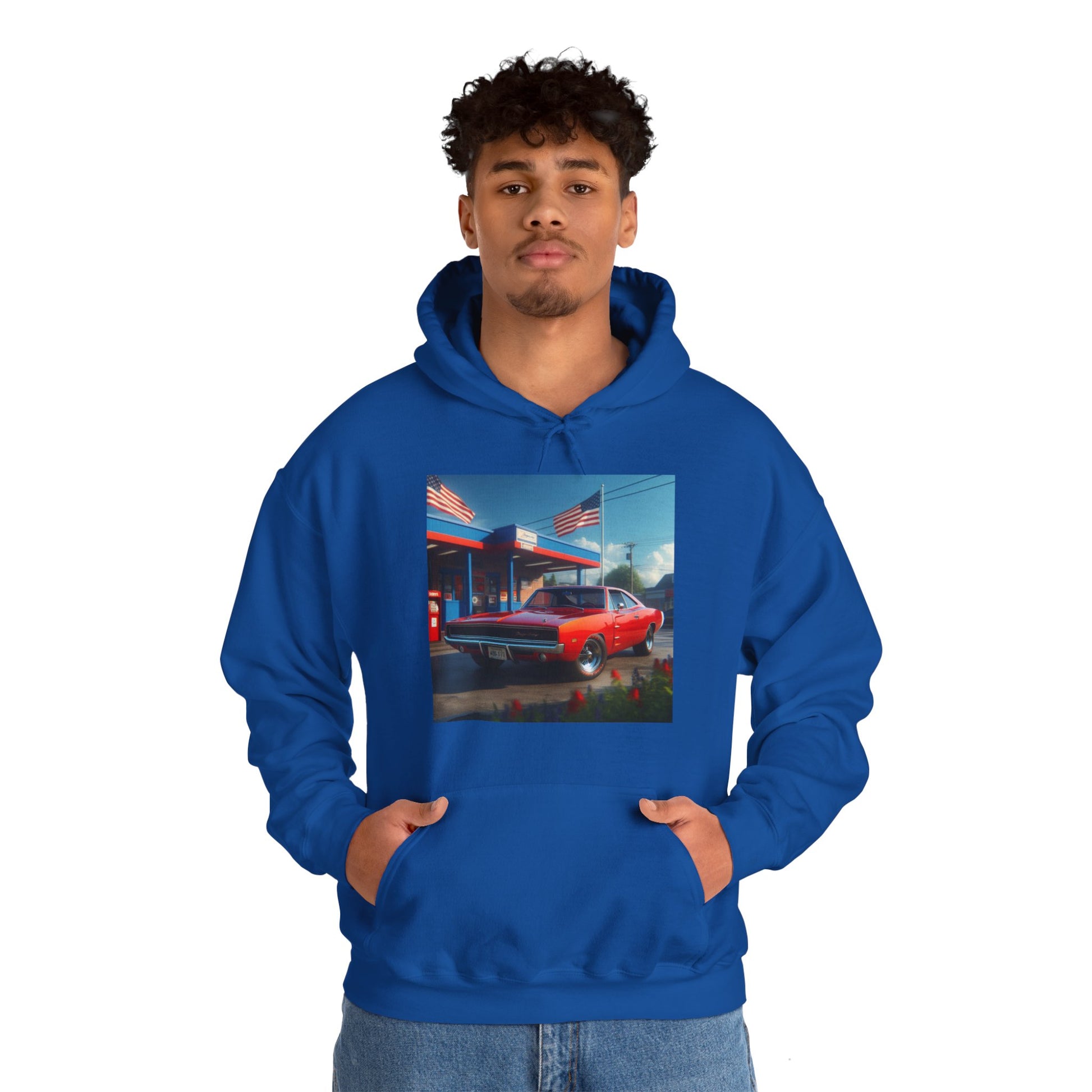 1970 Red Dodge Charger Hoodie Hoodie Printify   