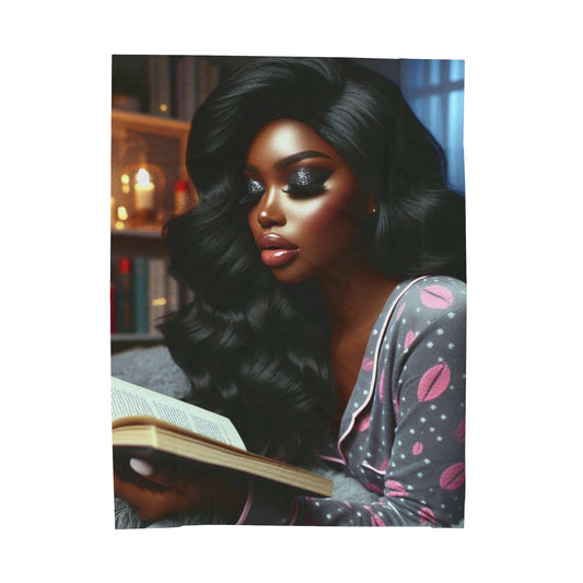 Late Night Read Plush Blanket blankets Printify 60" × 80"  