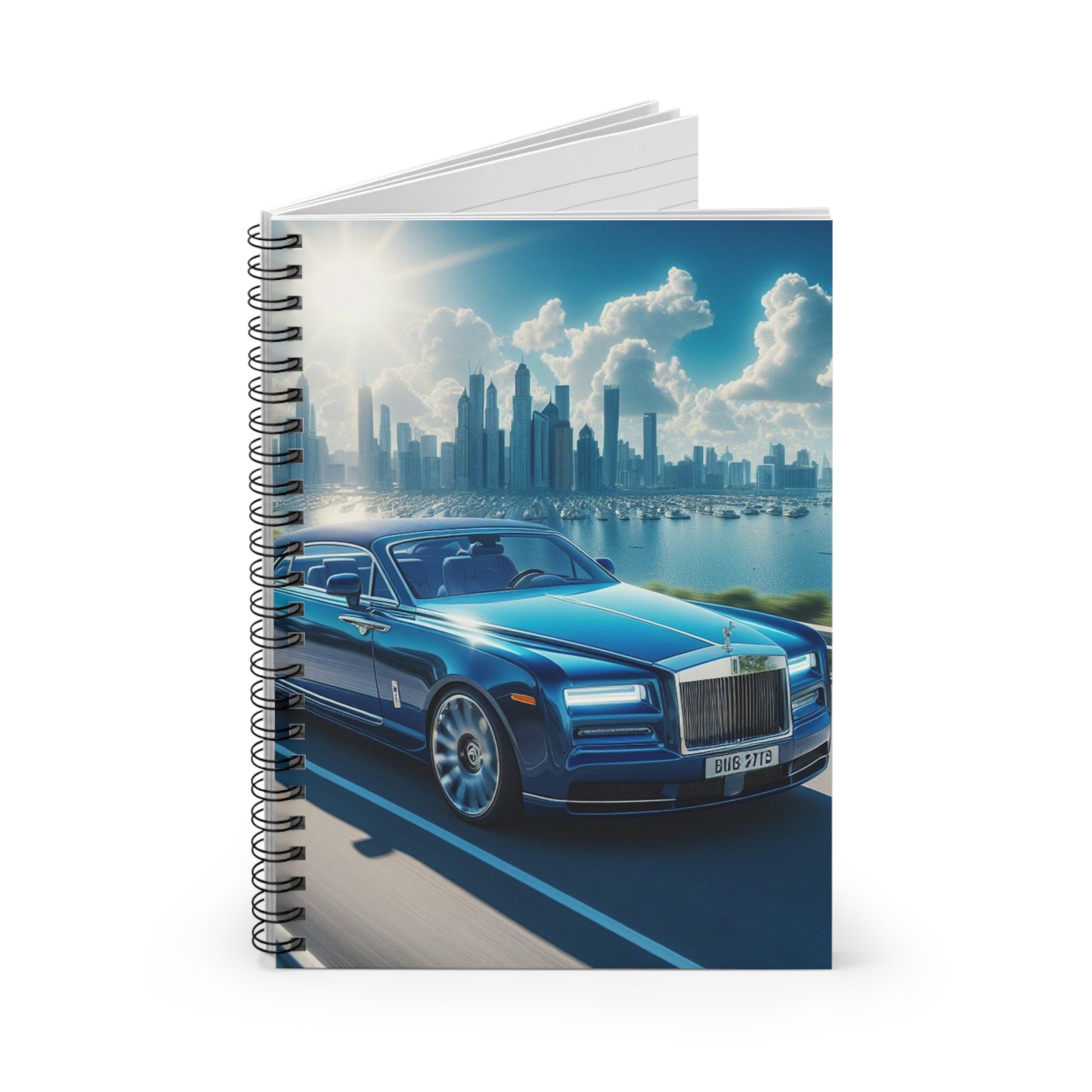 Blue Rolls Royce Spiral Notebook Paper products Printify   