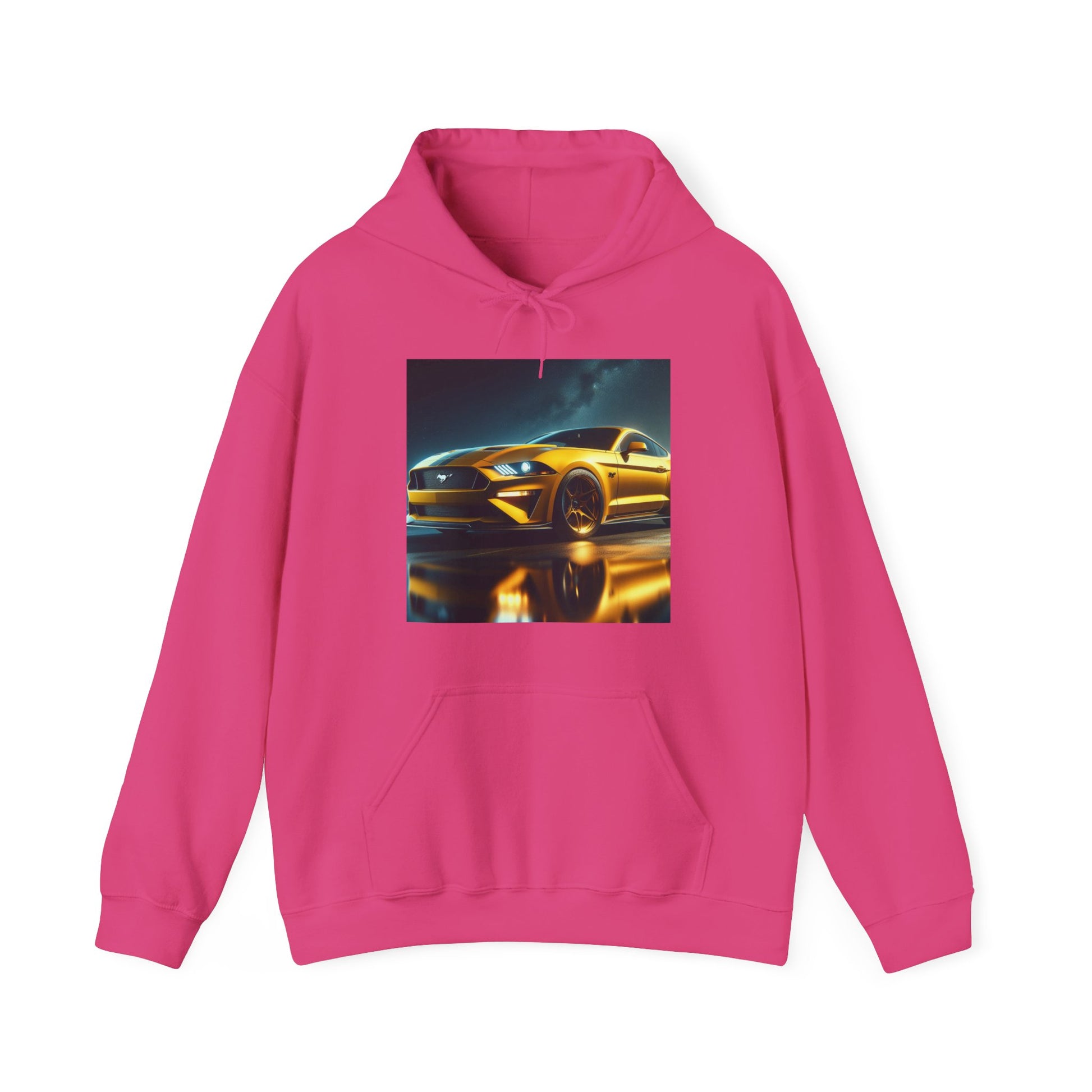 Yellow Mustang Hoodie Hoodie Printify Heliconia S 