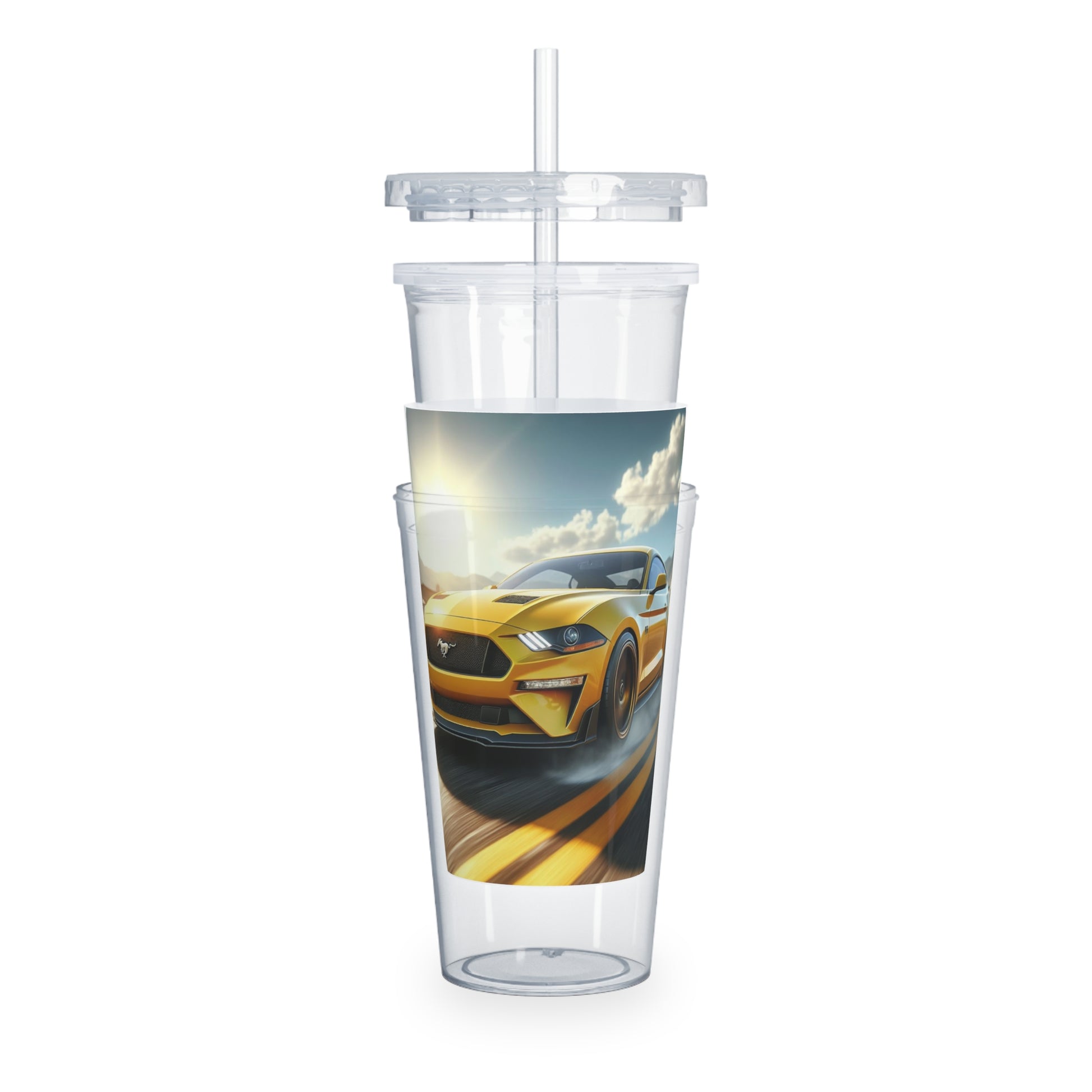 Yellow Mustang Tumbler with Straw Mug Printify   