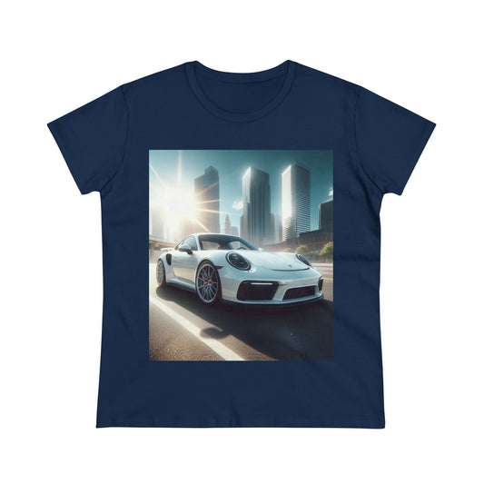 White Porsche T-Shirt T-Shirt Printify Navy S 