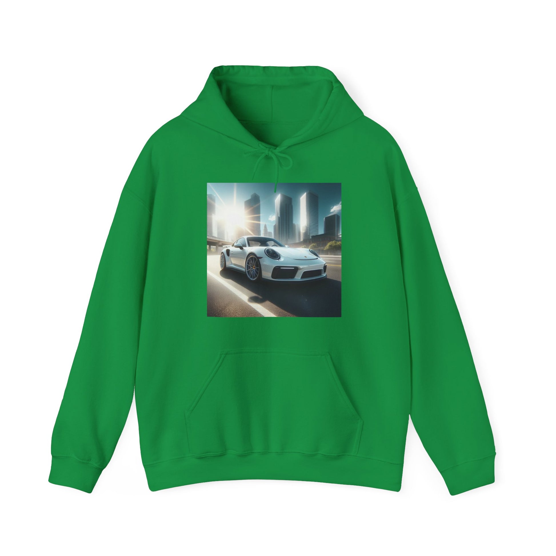 White Porsche Hoodie Hoodie Printify Irish Green S 