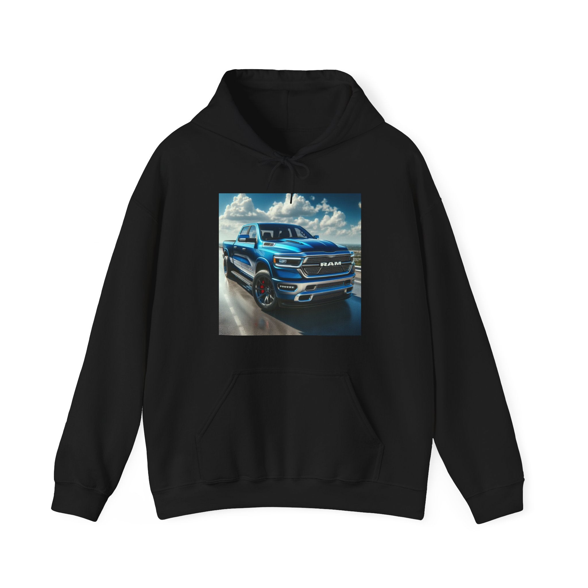 Blue Dodge Ram Hoodie Hoodie Printify Black S 