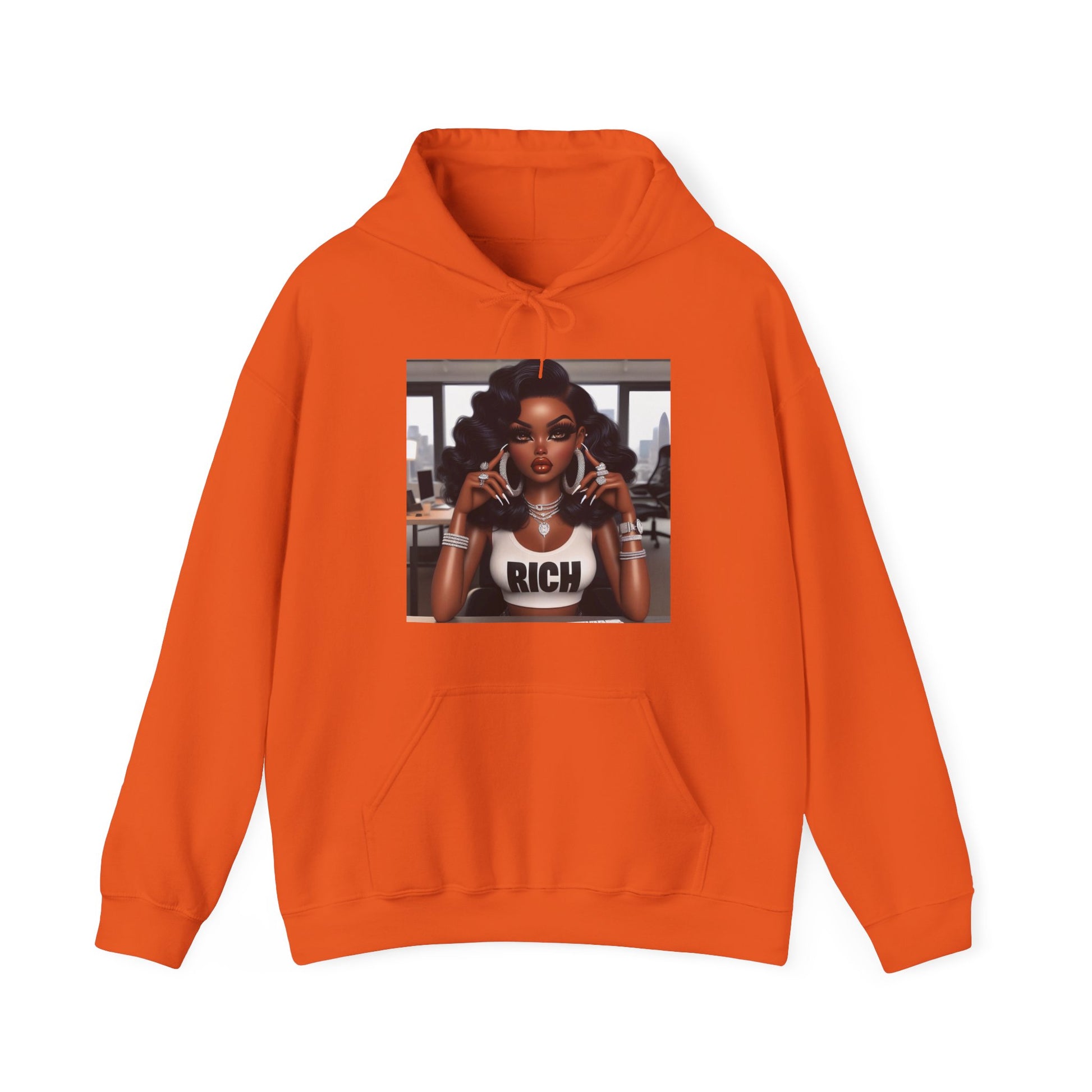 Rich Girl Hoodie Hoodie Printify Orange S 