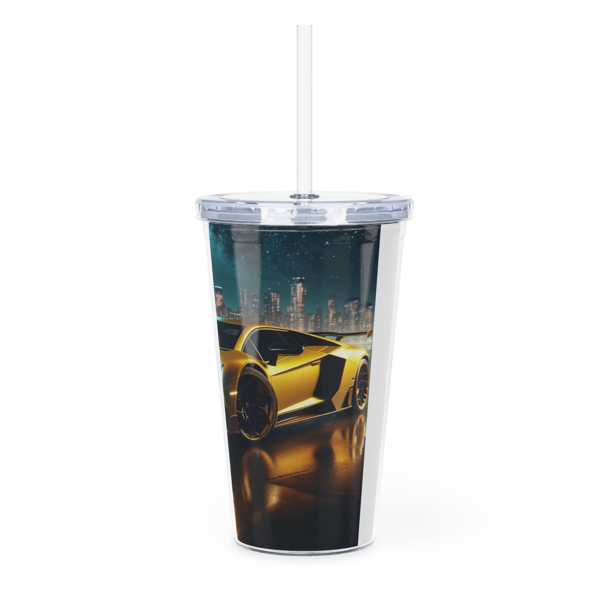 Yellow Lamborghini Tumbler with Straw Mug Printify   