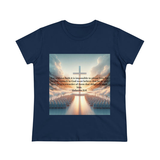 Hebrews 11:6 T-Shirt T-Shirt Printify Navy S 