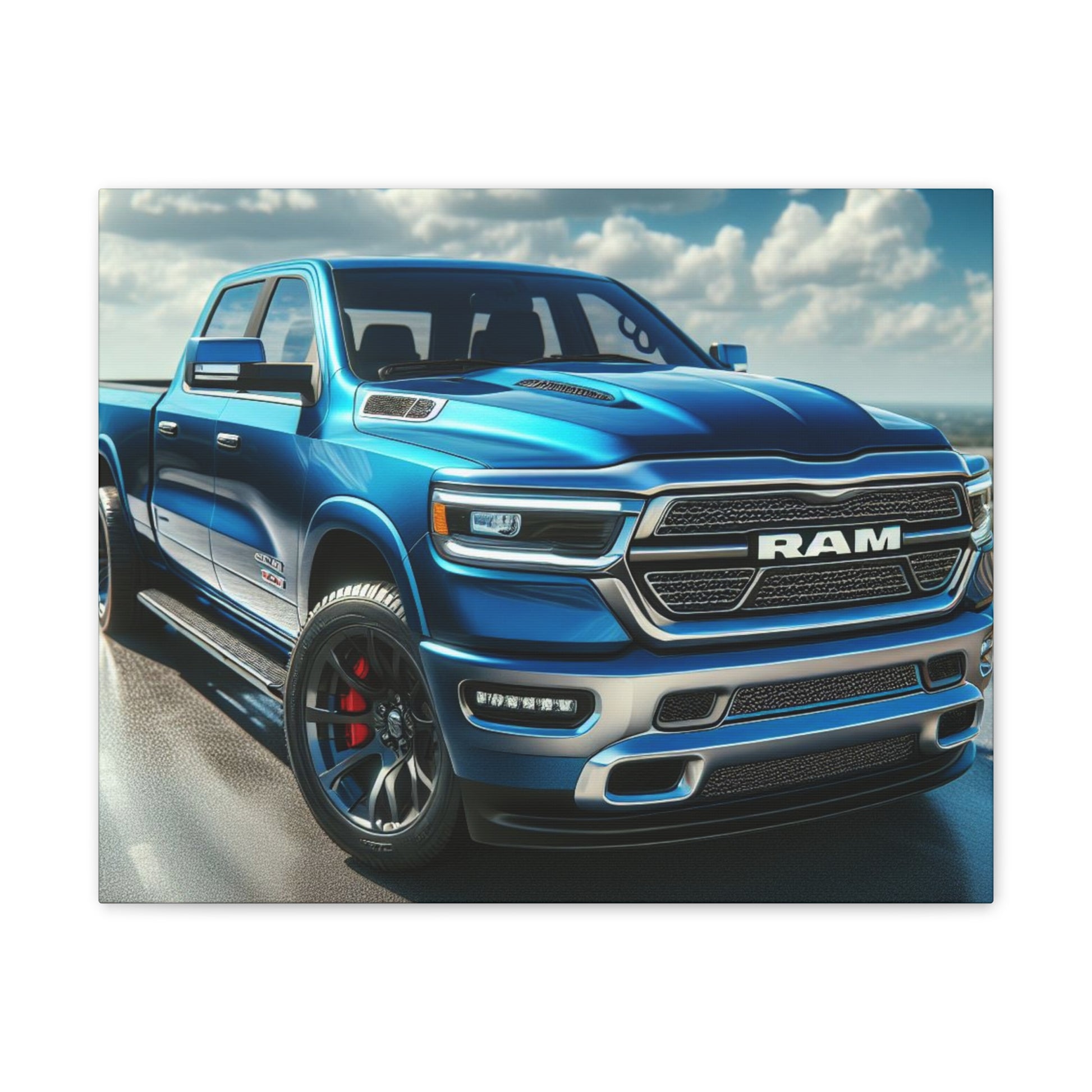 Blue Dodge Ram Canvas Canvas Printify   