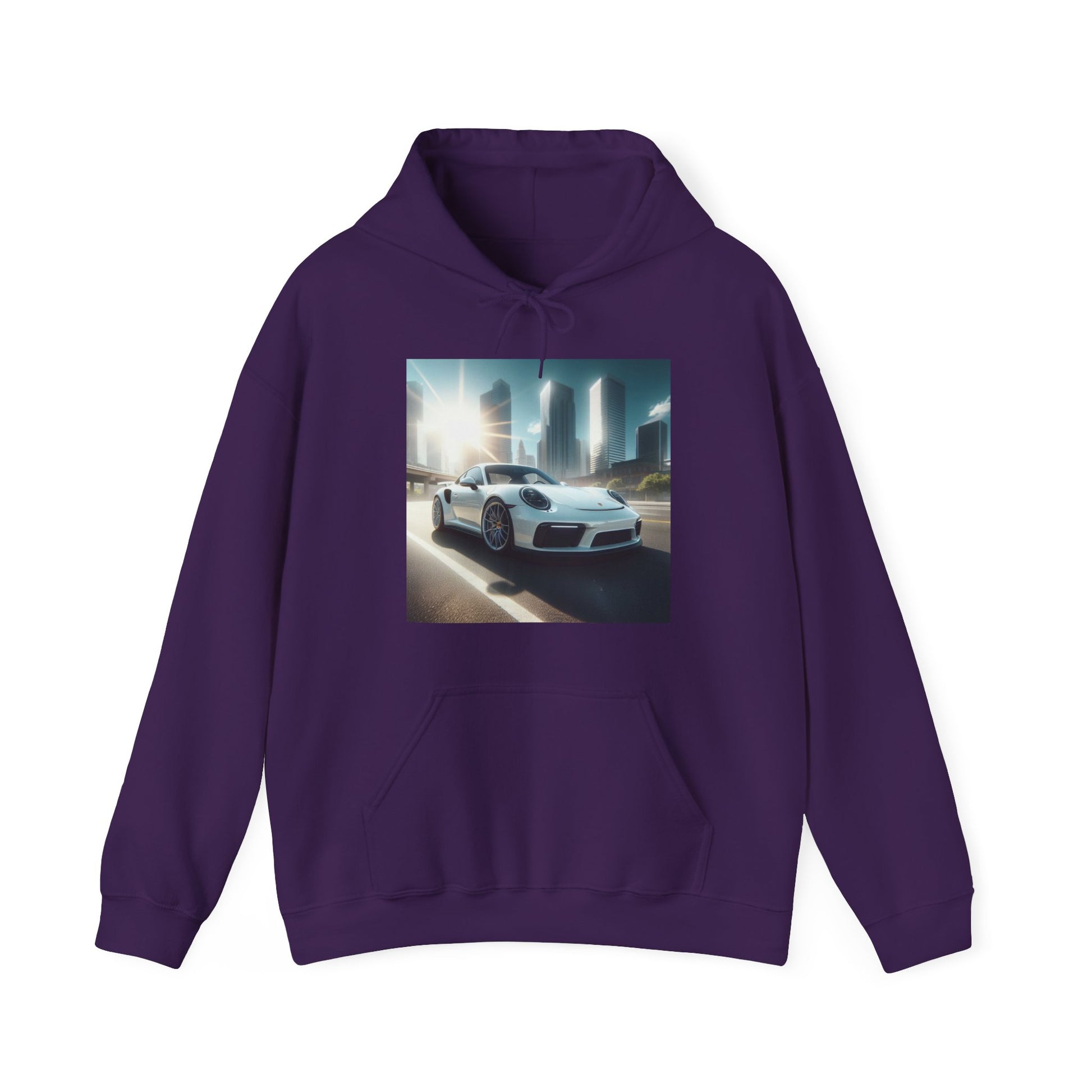 White Porsche Hoodie Hoodie Printify Purple S 