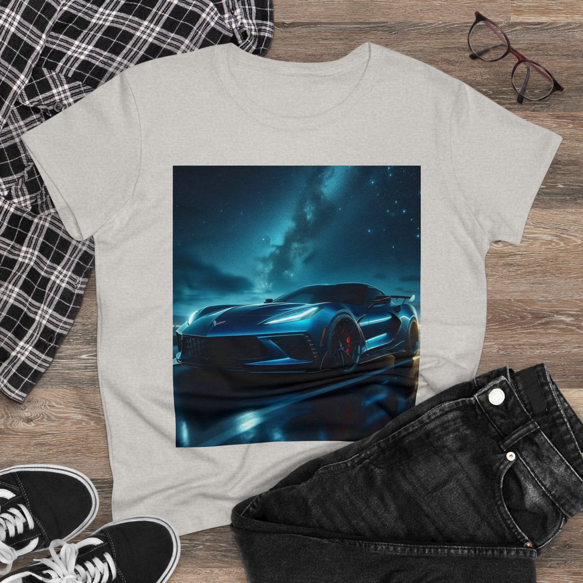 Blue Corvette T-Shirt T-Shirt Printify   