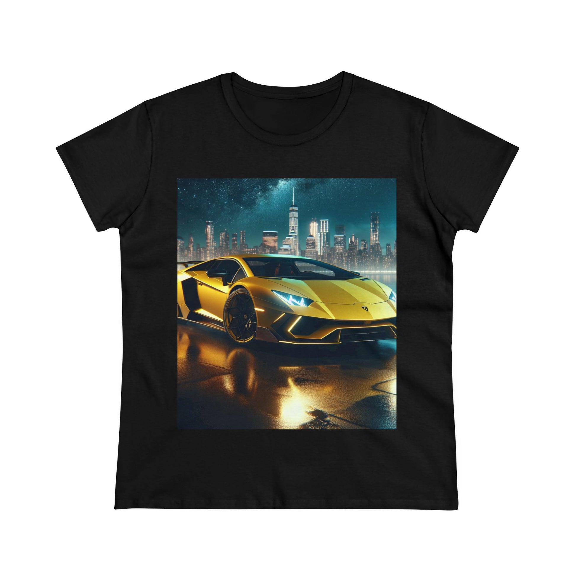 Yellow Lamborghini T-Shirt T-Shirt Printify Black S 