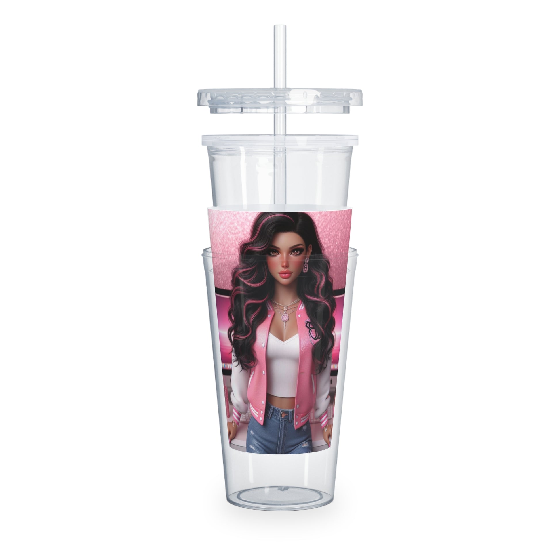 Pink Everything Tumbler with Straw Mug Printify   