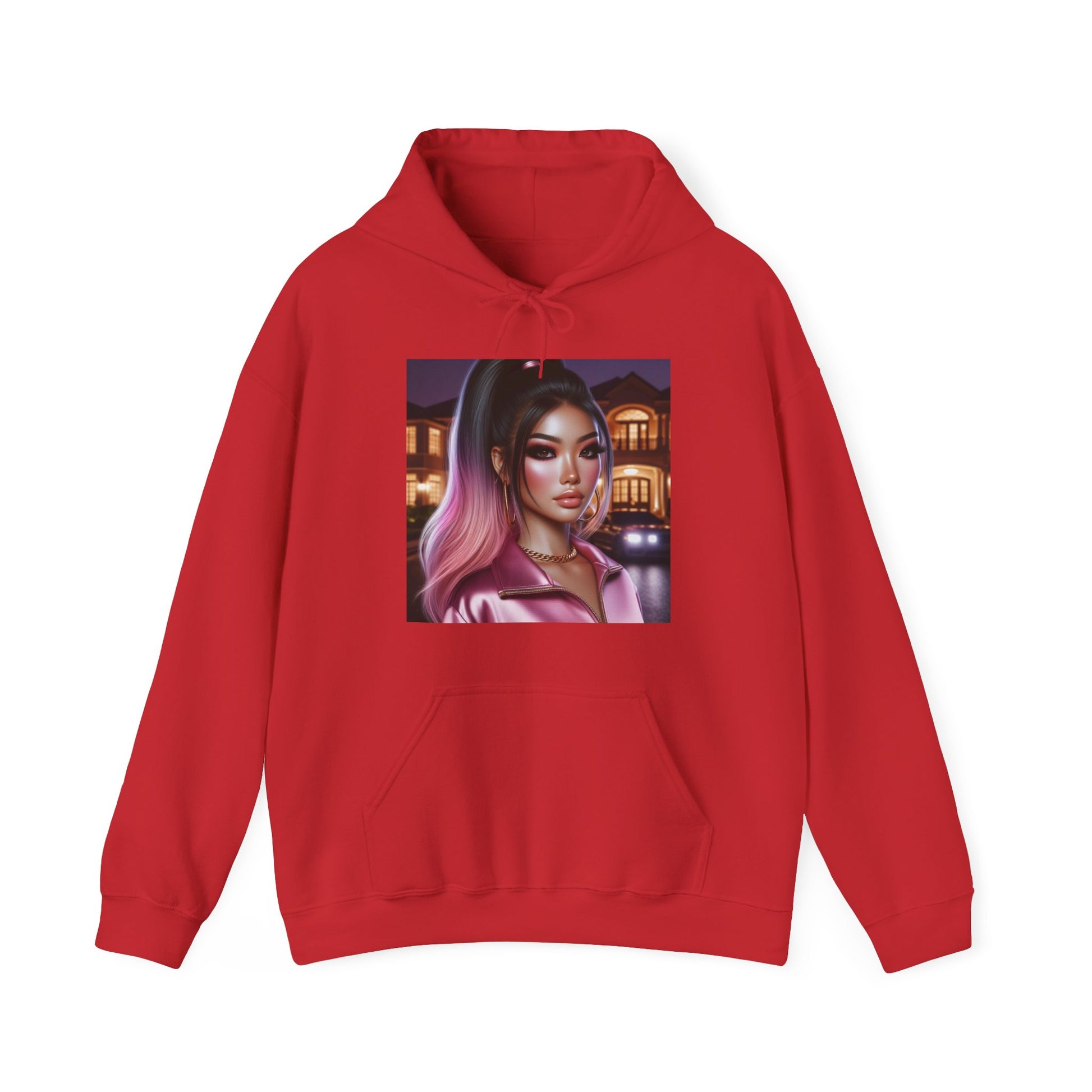 Pink at Night Hoodie Hoodie Printify Red S 