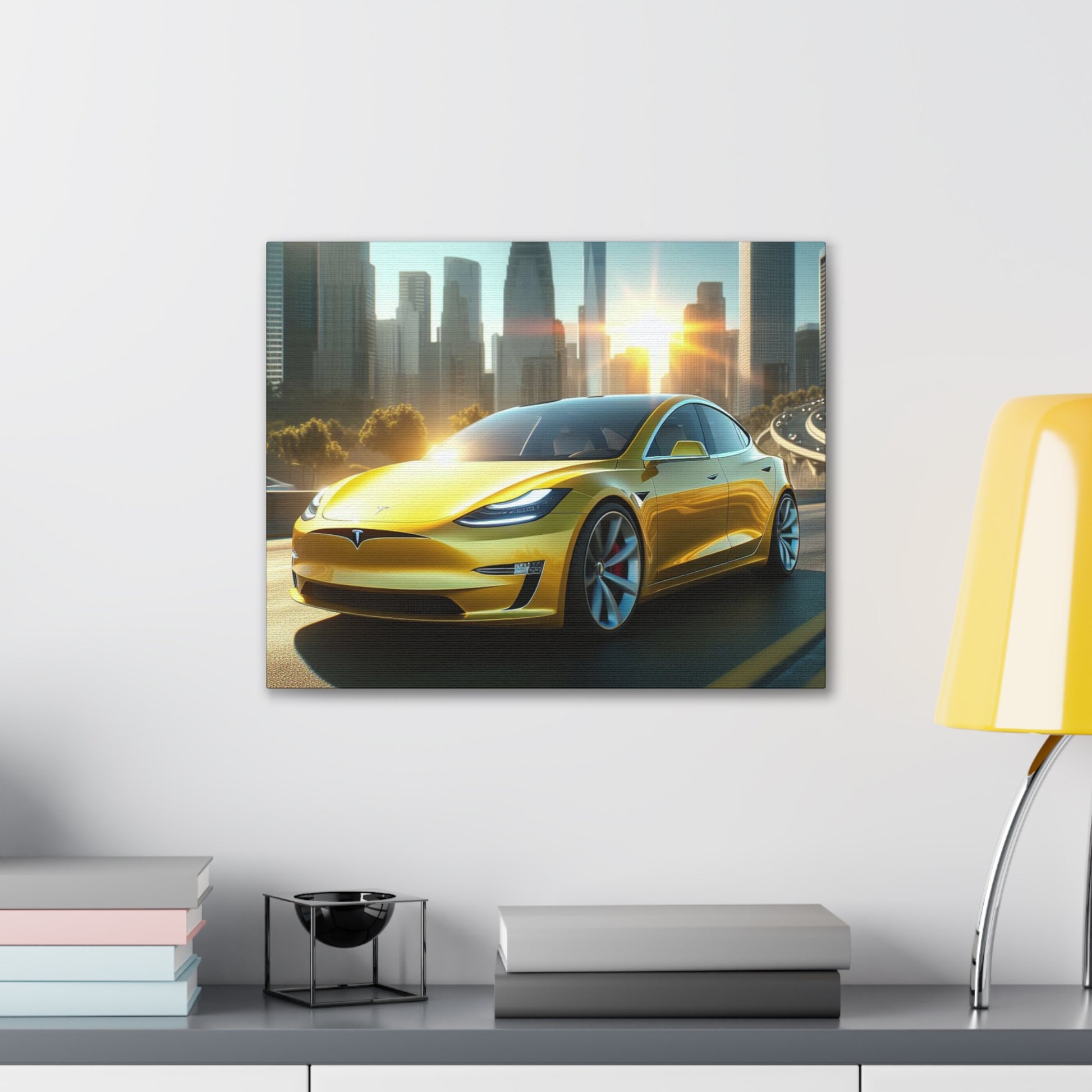 Yellow Tesla Canvas Canvas Printify 20″ x 16″ (Horizontal) 0.75'' 